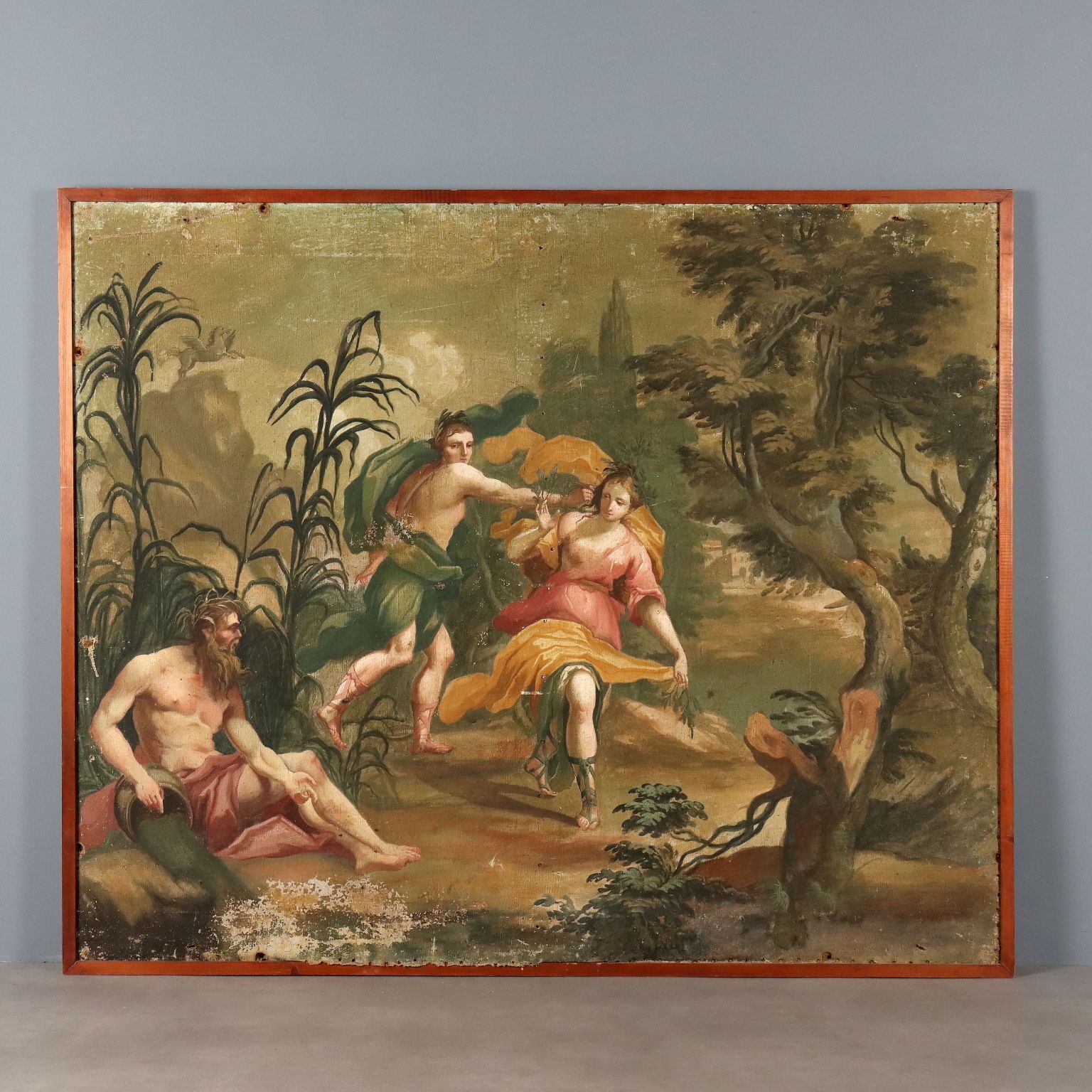 Apollo And Daphne Antique Painting Oil On Canvas XVIII Century