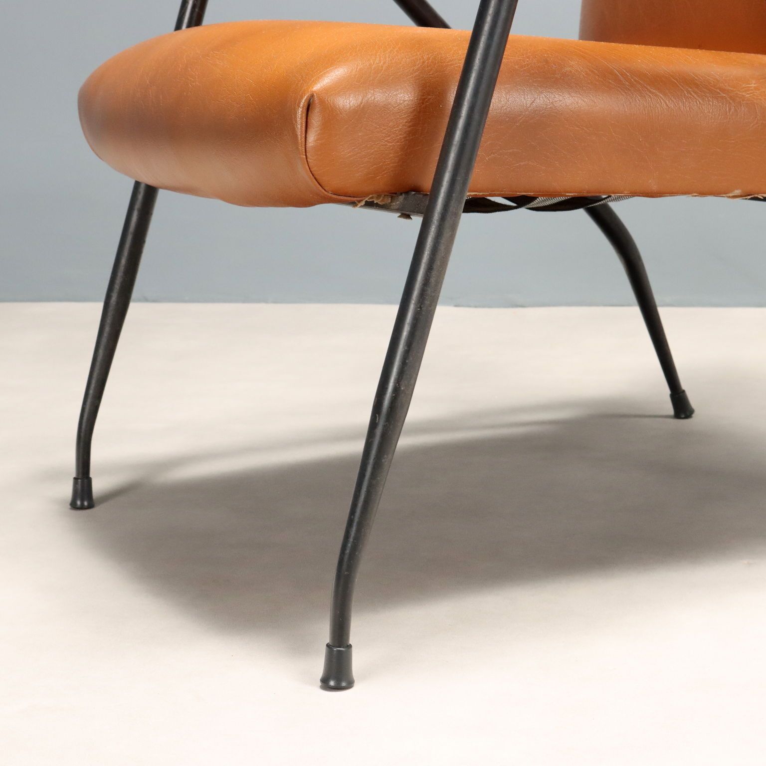 Vintage Armchairs Fabric Foam Lacquered Metal Design Italy 1960s photo buy