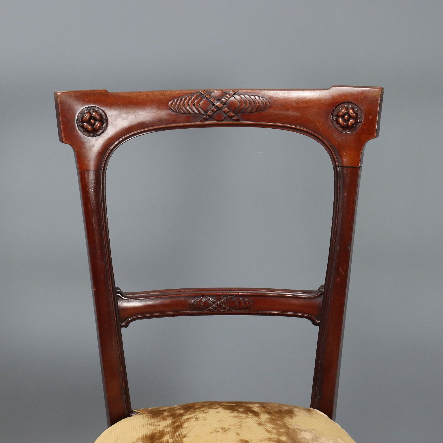 Antique Chairs Mahogany Fabric Padding Italy XX Century photo 610.0