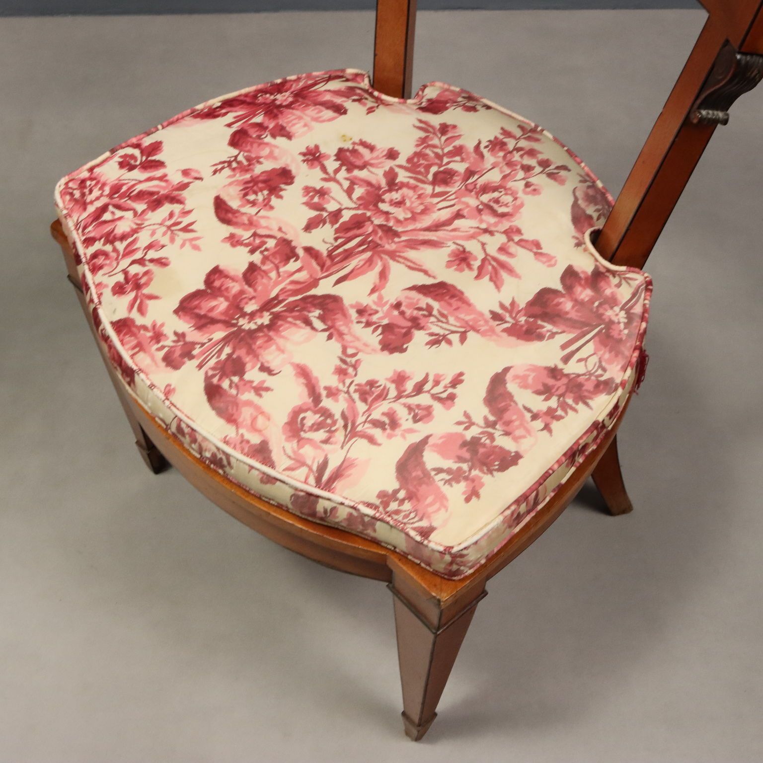 Chairs Regency Style Mahogany Fabric XX Century photo vintage