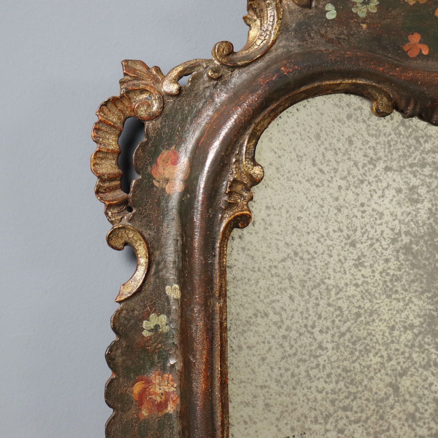 Antique Mirror Lacquered Wood Italy Late XIX Century photo Home Decor