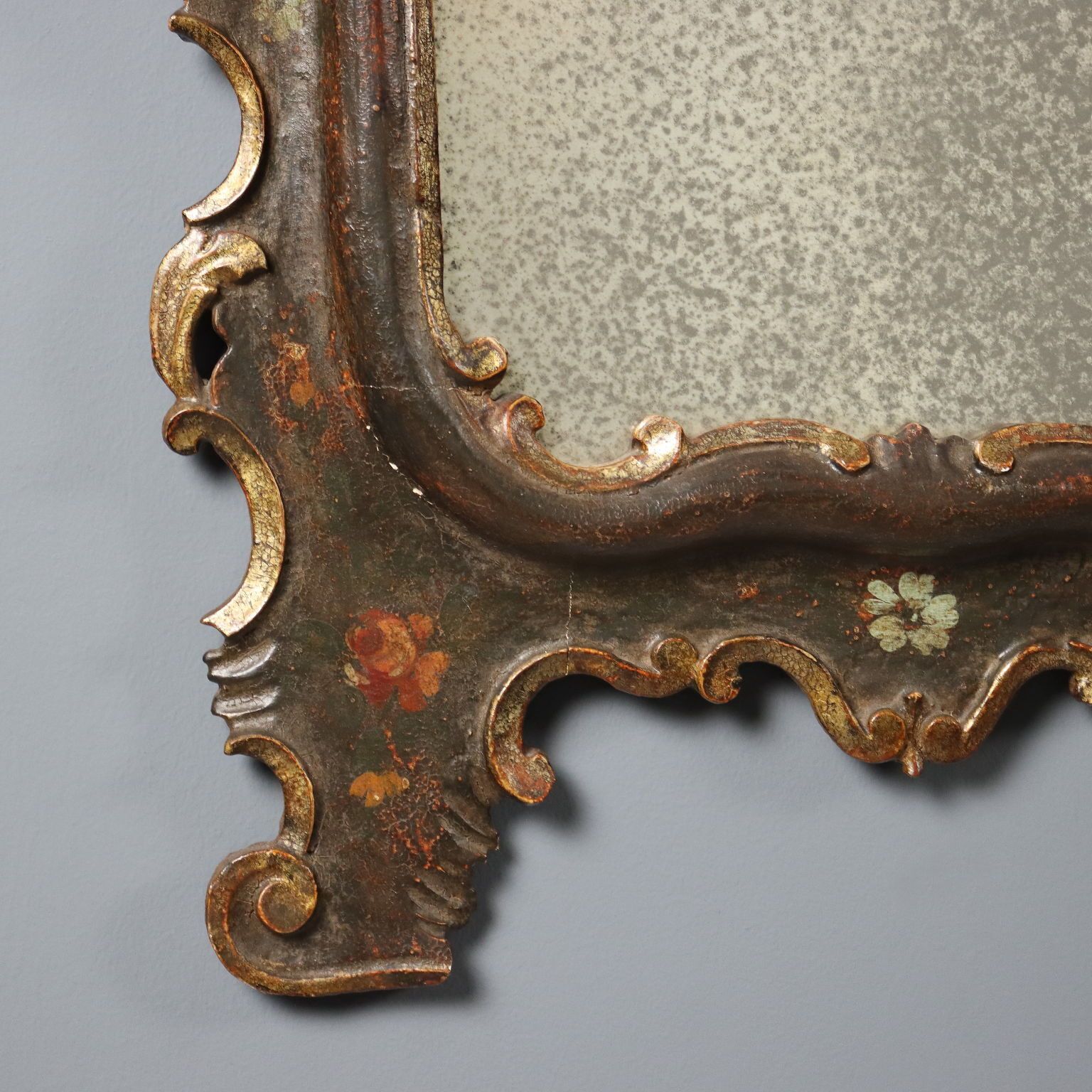 Antique Mirror Lacquered Wood Italy Late XIX Century photo vinterior