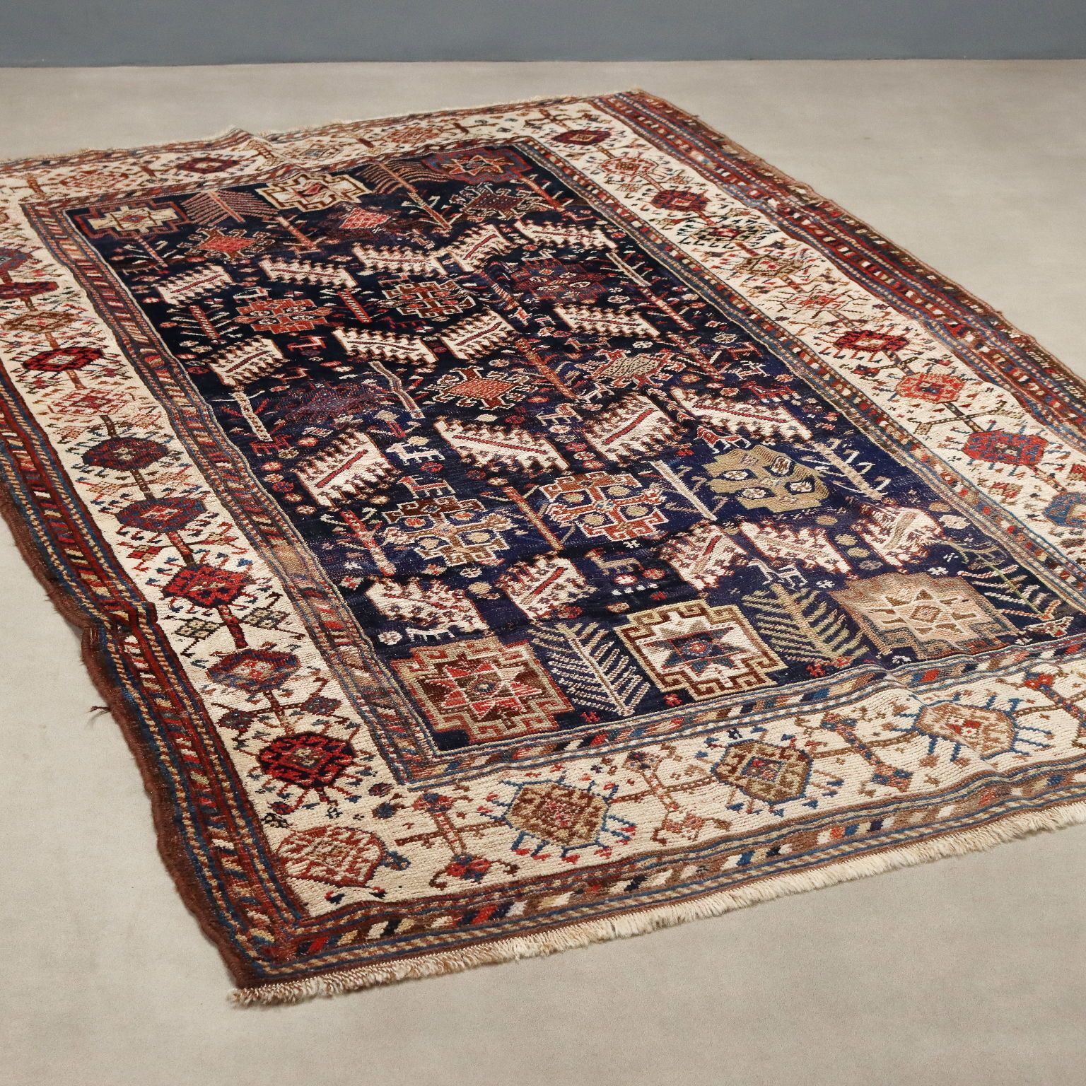 Antique Bukhara Catpet Wool Extra Thin Knot Turkmenistan 65 X 54 In