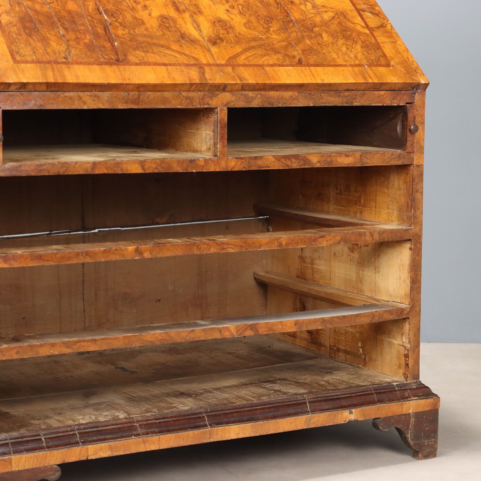 Furniture Antique Flap Cabinet Walnut Burl 8 Drawers Italy XVIII Century photo