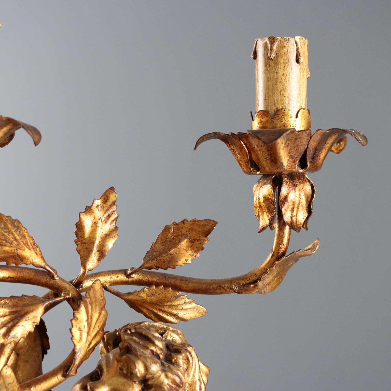 Antique Candelabra Carved Gilded Wood Italy XX Century photo Home Decor