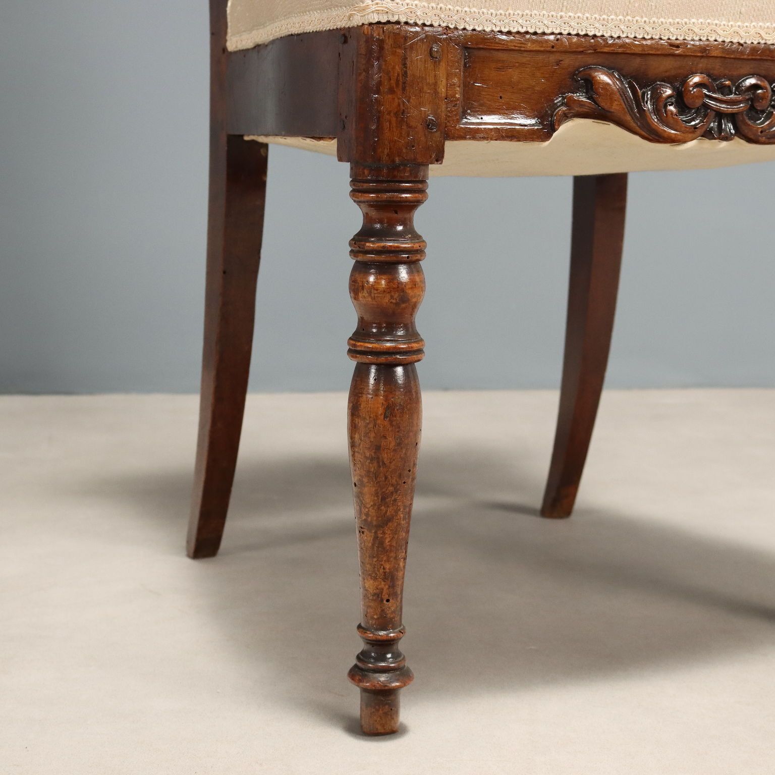 Antique Chairs Louis Philippe Carved Wood Italy XIX Century photo vintage