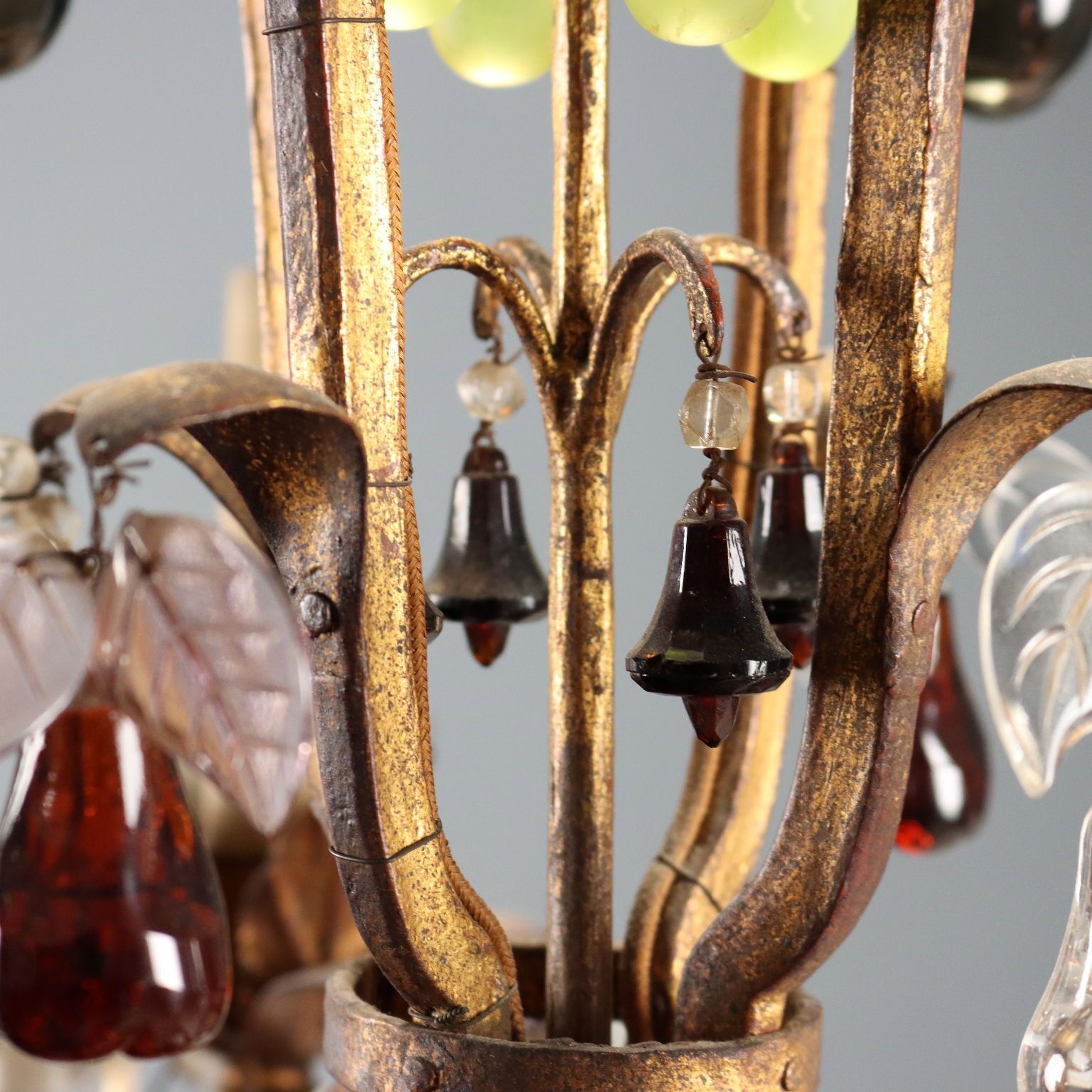 photo furniture Antique Chandelier Glass Gilded Iron 8 Lights Italy XIX Century