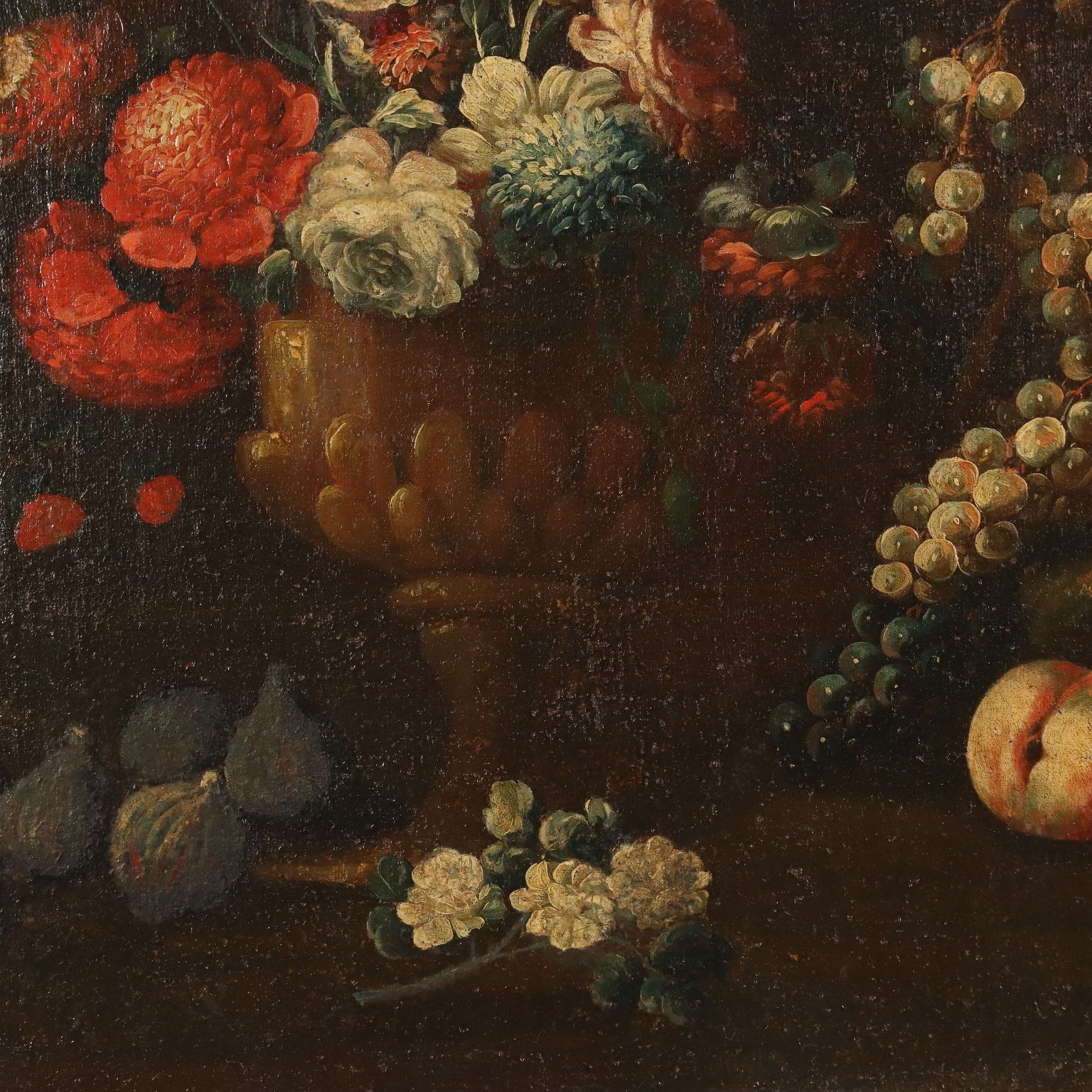 Antique Painting Still Life With Flowers Fruit And Birds XVIII Century photo Art