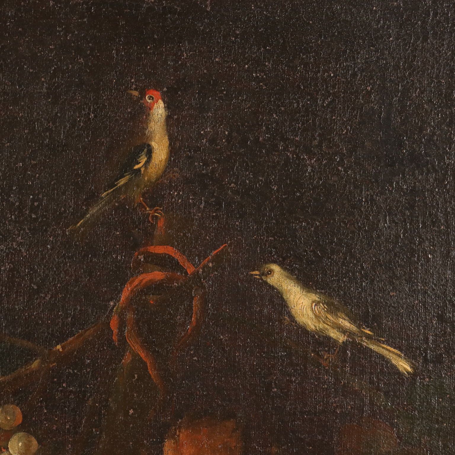 Antique Painting Still Life With Flowers Fruit And Birds XVIII Century photo buy