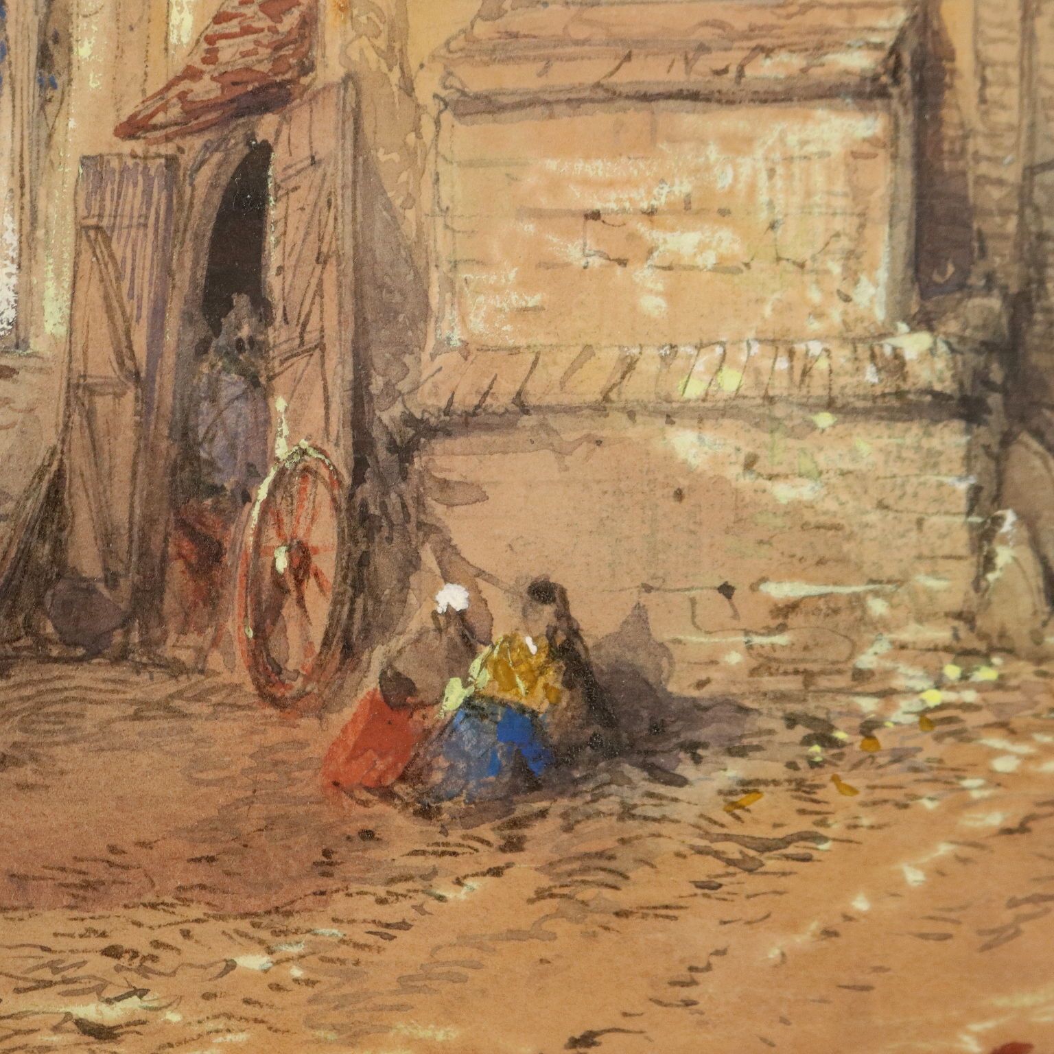 Antique Painting Signed T. Colman Dibdin Old Square In Rouen 1886 photo Art