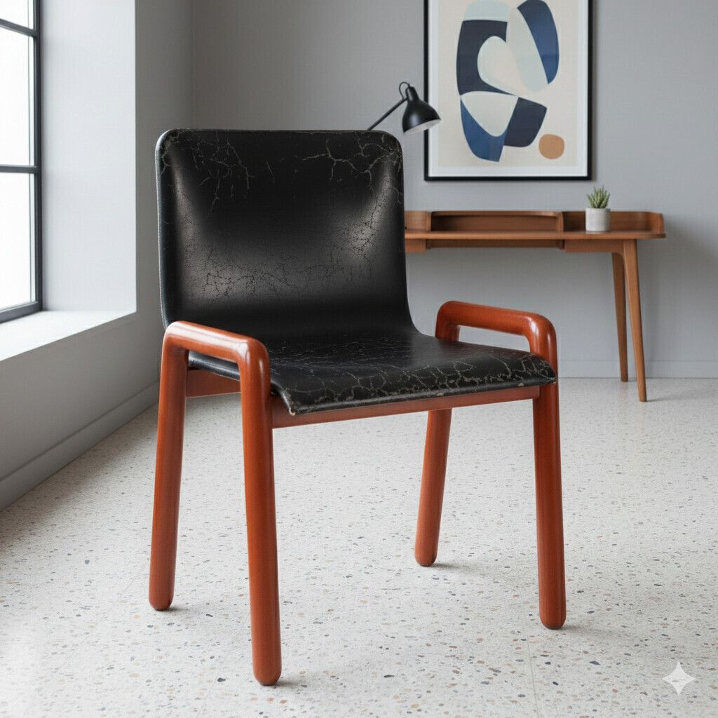 Mariani Dilos Chair Vintage Design G. Faleschini Leather 1970s photo furniture