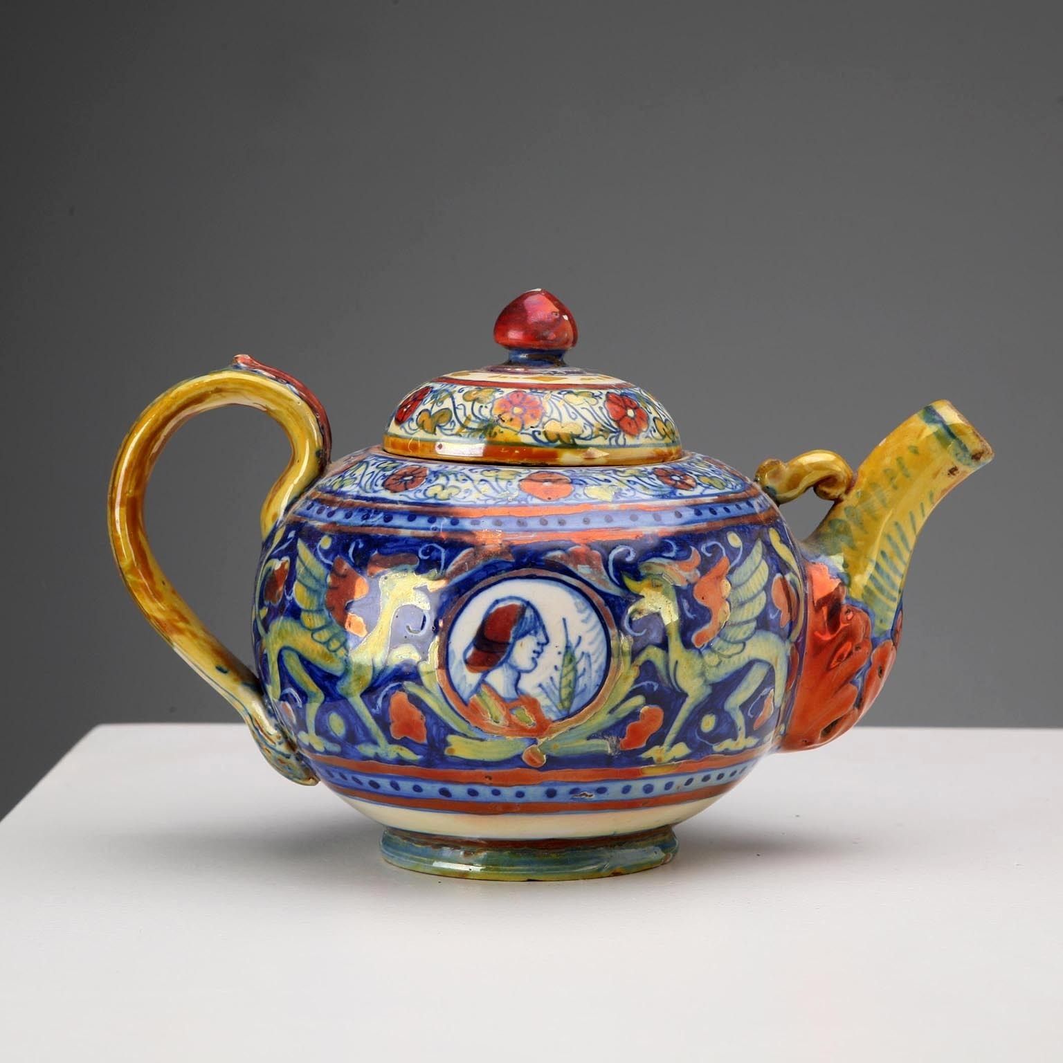 Antique Teapot Gualdo Tadino Ceramic Italy XX Century