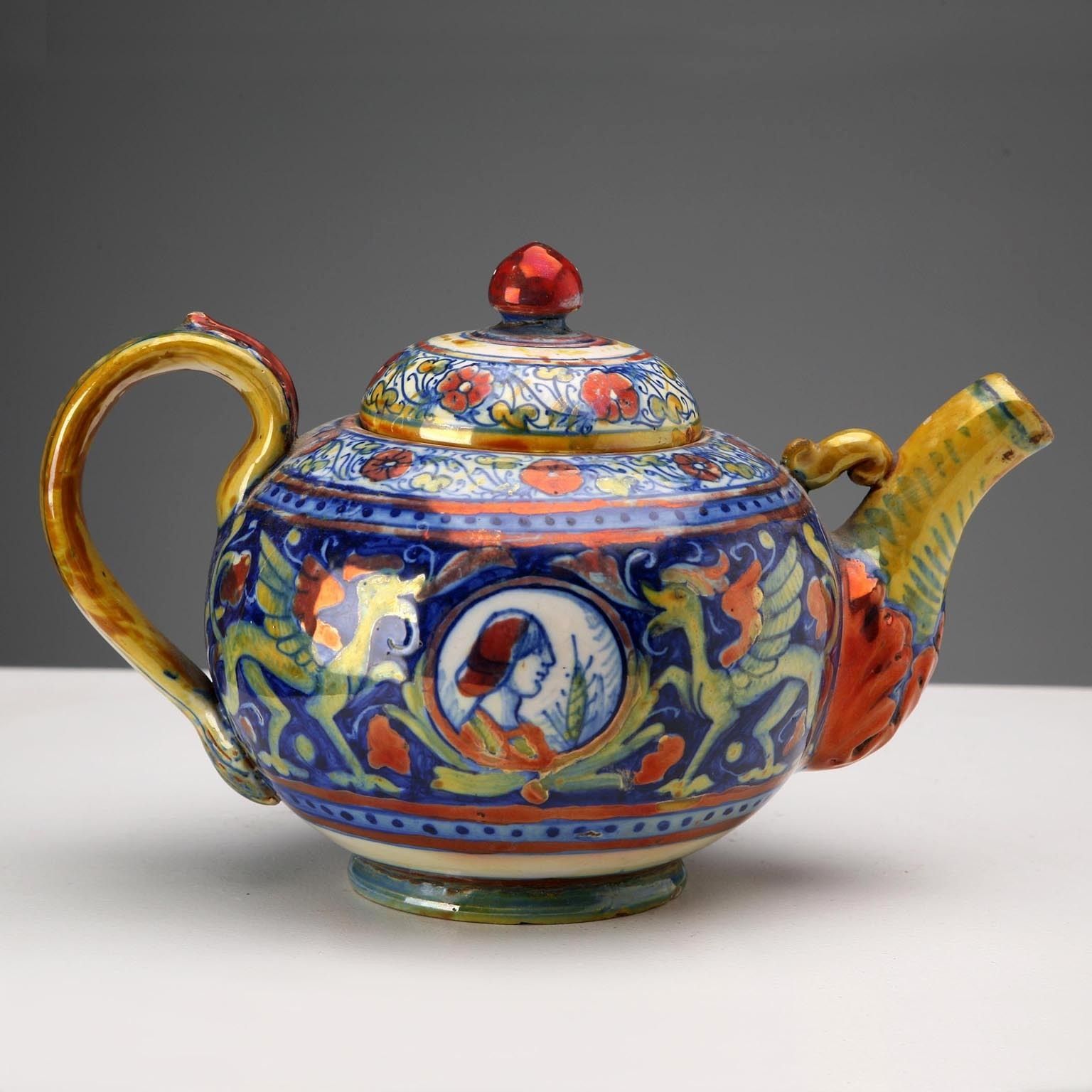 Antique Teapot Gualdo Tadino Ceramic Italy XX Century photo vintage