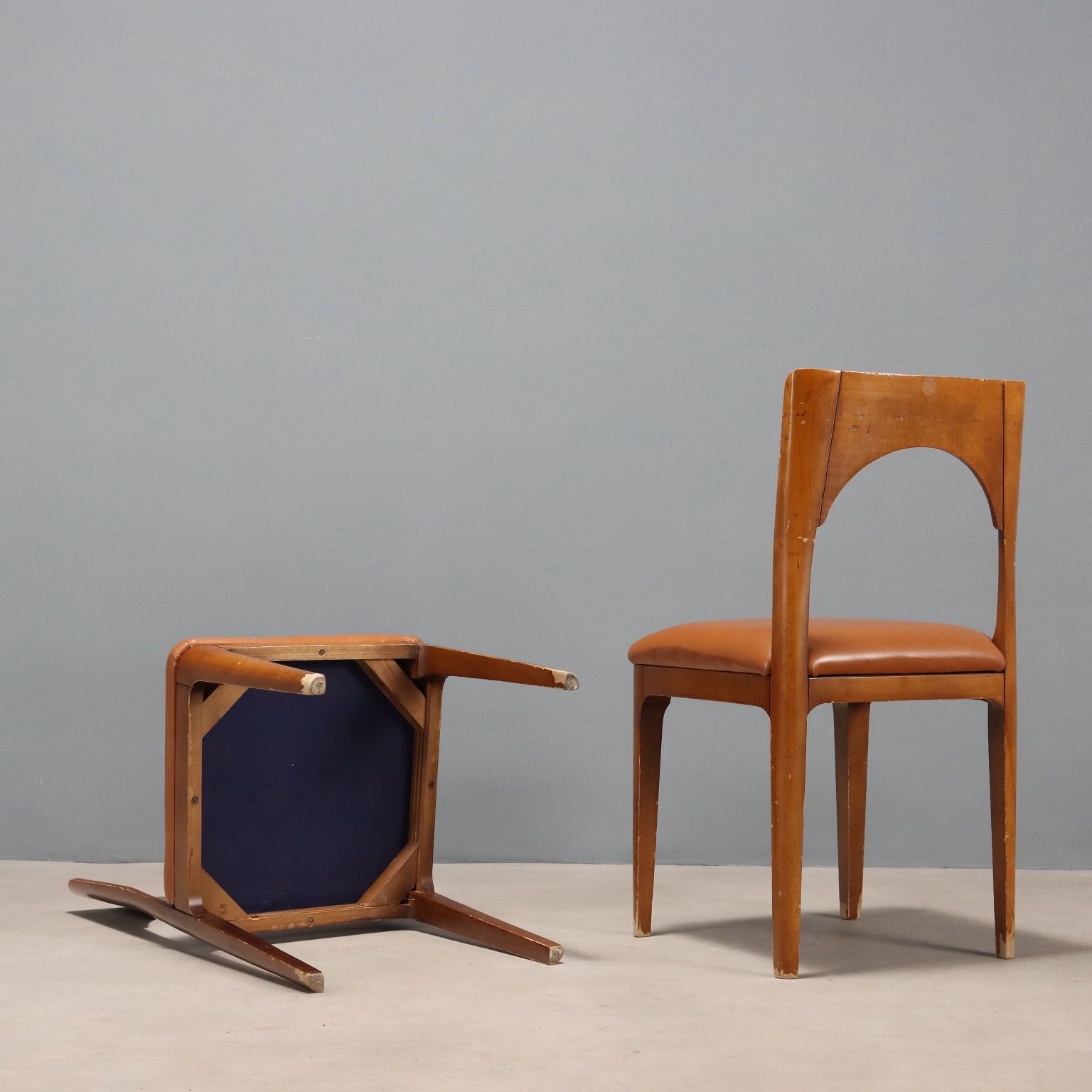Vintage Chairs Beech Foam Leatherette Design Italy 1970s 1980s photo vintage