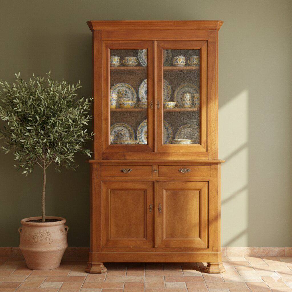Antique Cupboard Walnut Glass France XVIII Century photo furniture