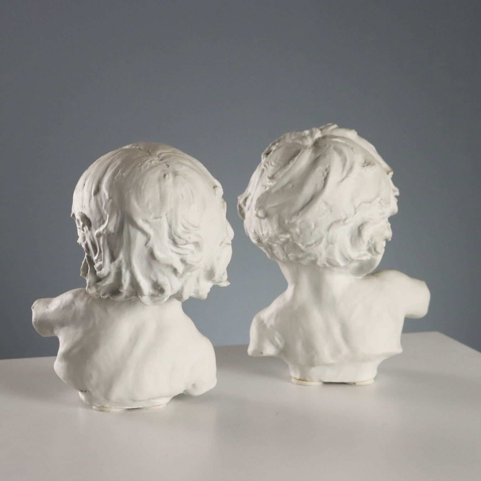 Antique Busts Of Children Biscuit Europe Early XX Century photo vintage