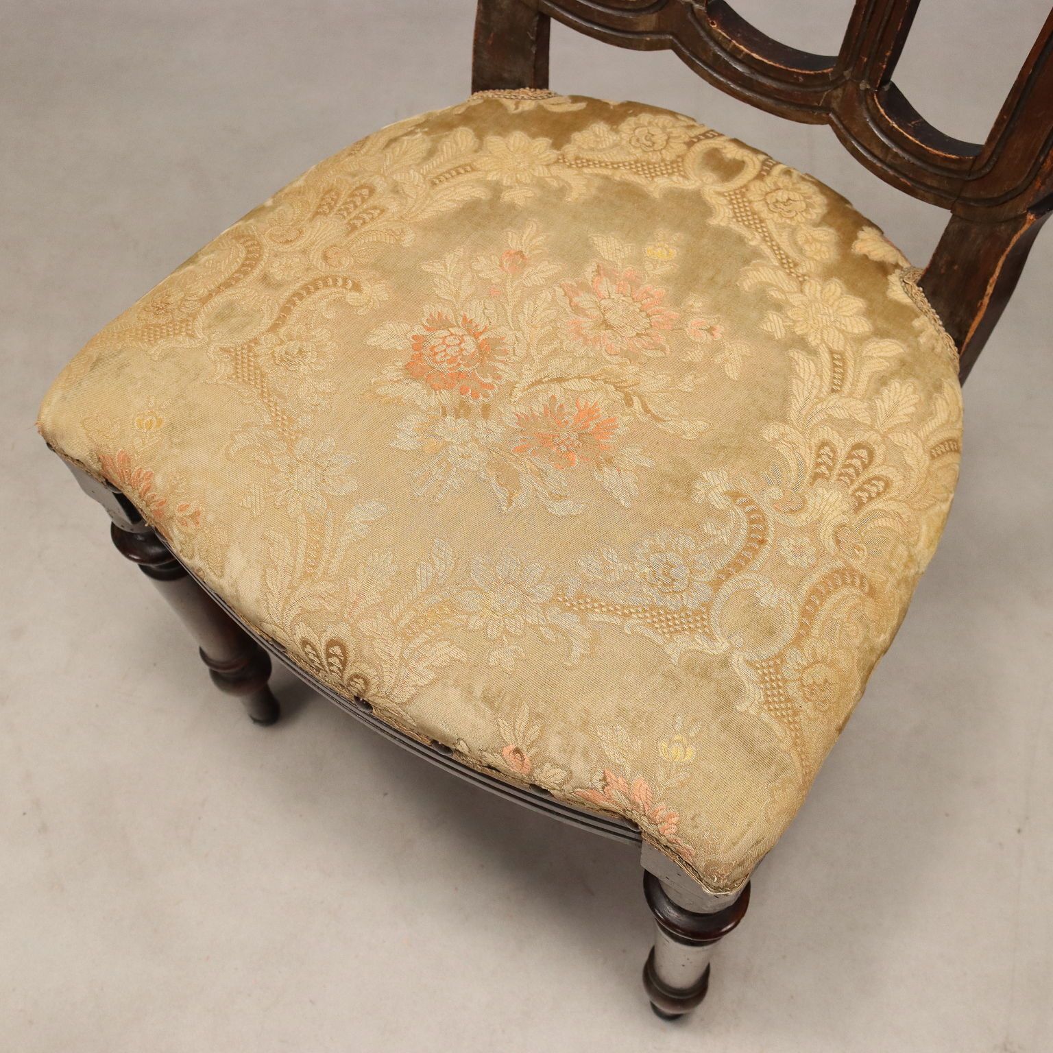 Antique Chairs Walnut Padded Seat Italy Late XIX Century photo vintage