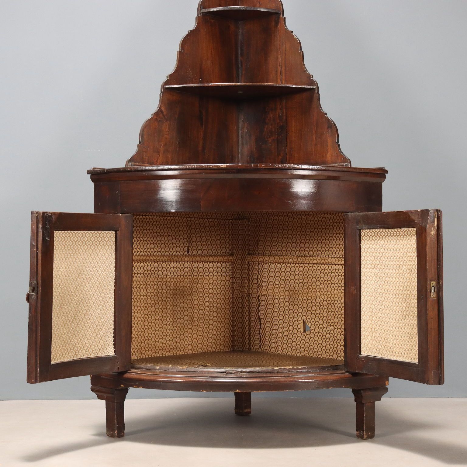 Antique Corner Cabinet Walnut Painted Poplar Italy XIX Century photo Furniture