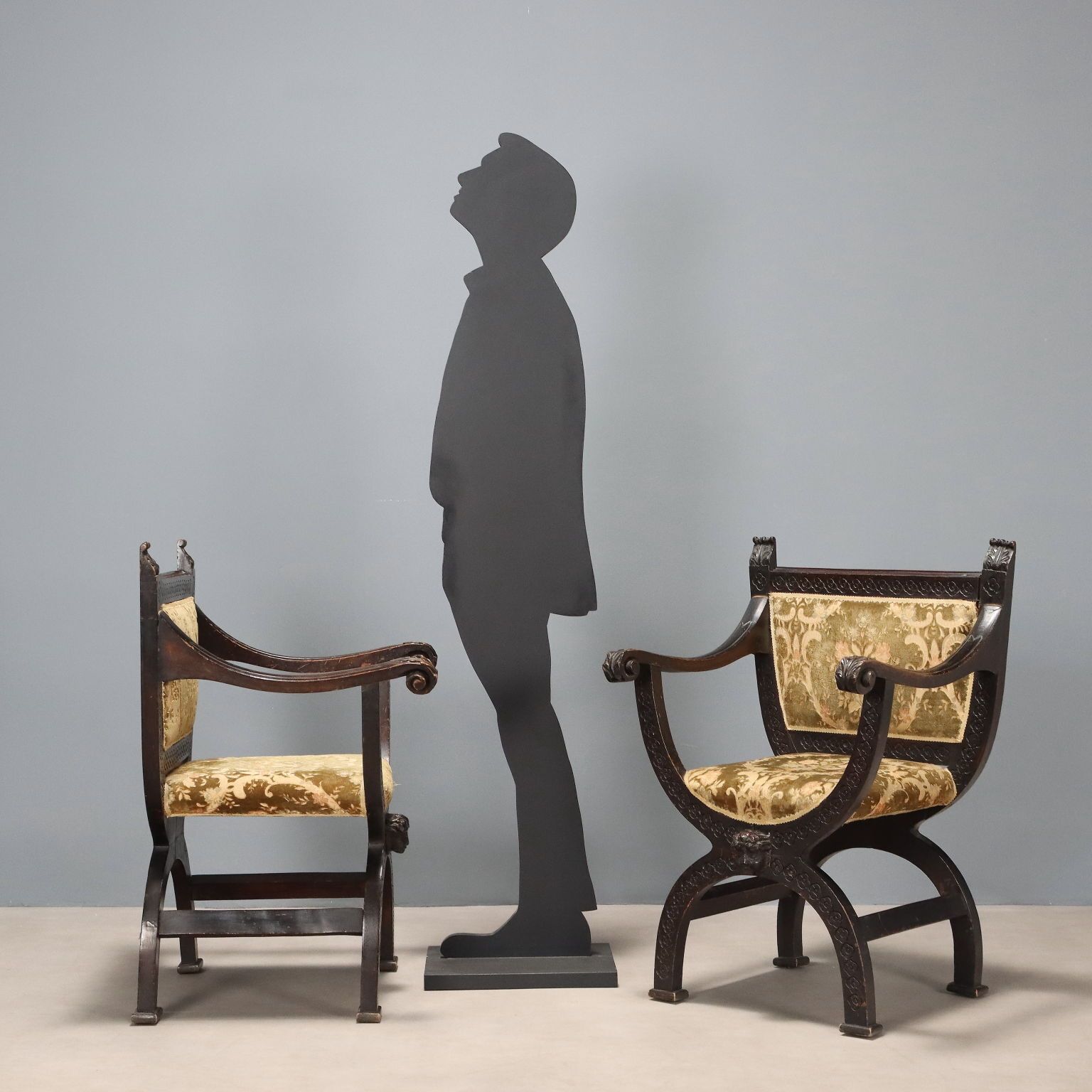 Antique Chairs Savonarola Beech Carvings Italy XIX Century photo for sale