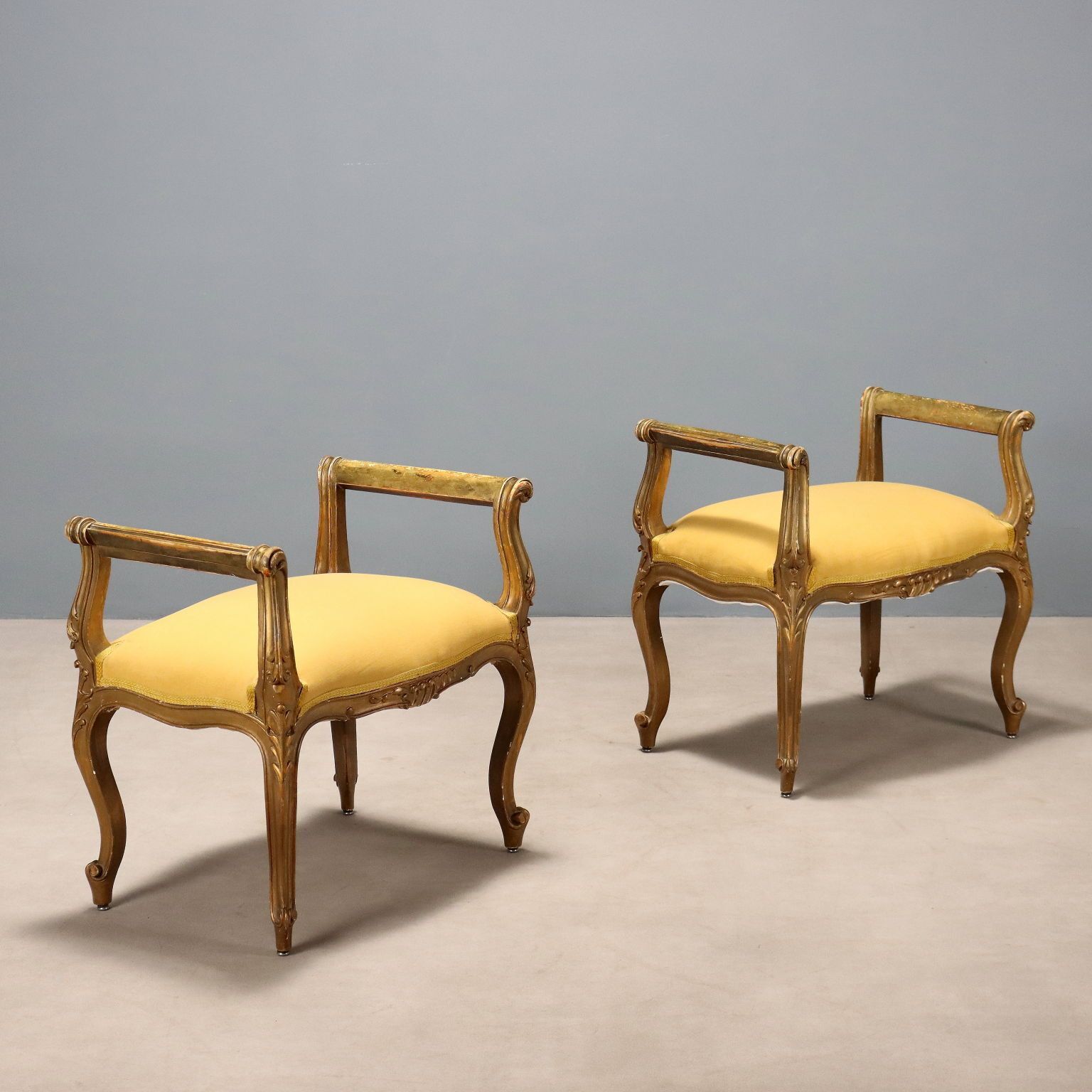 Benches Baroque Style Carved Wood Italy XX Century