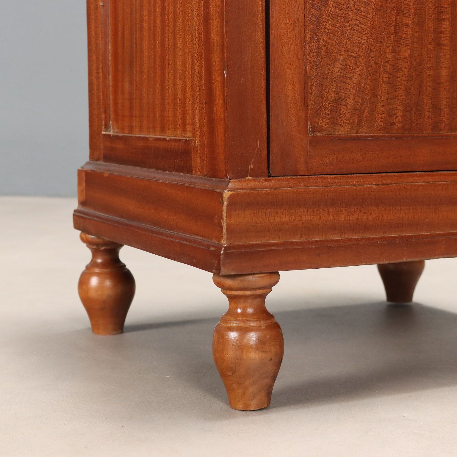 Furniture Antique Nightstands Mahogany Glass Italy XX Century photo