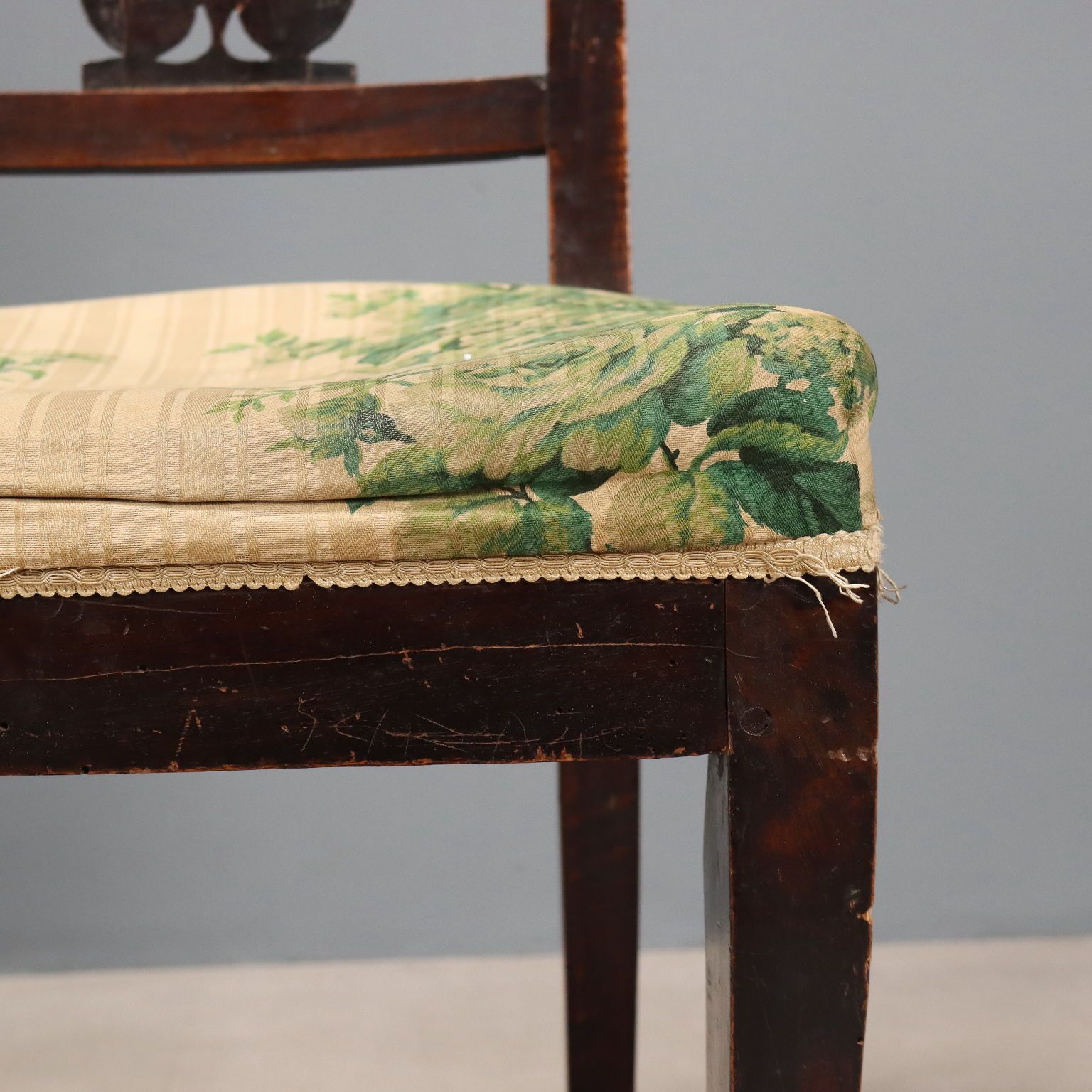 Antique Chairs Directoire Walnut Fabric Italy XIX Century photo vinterior
