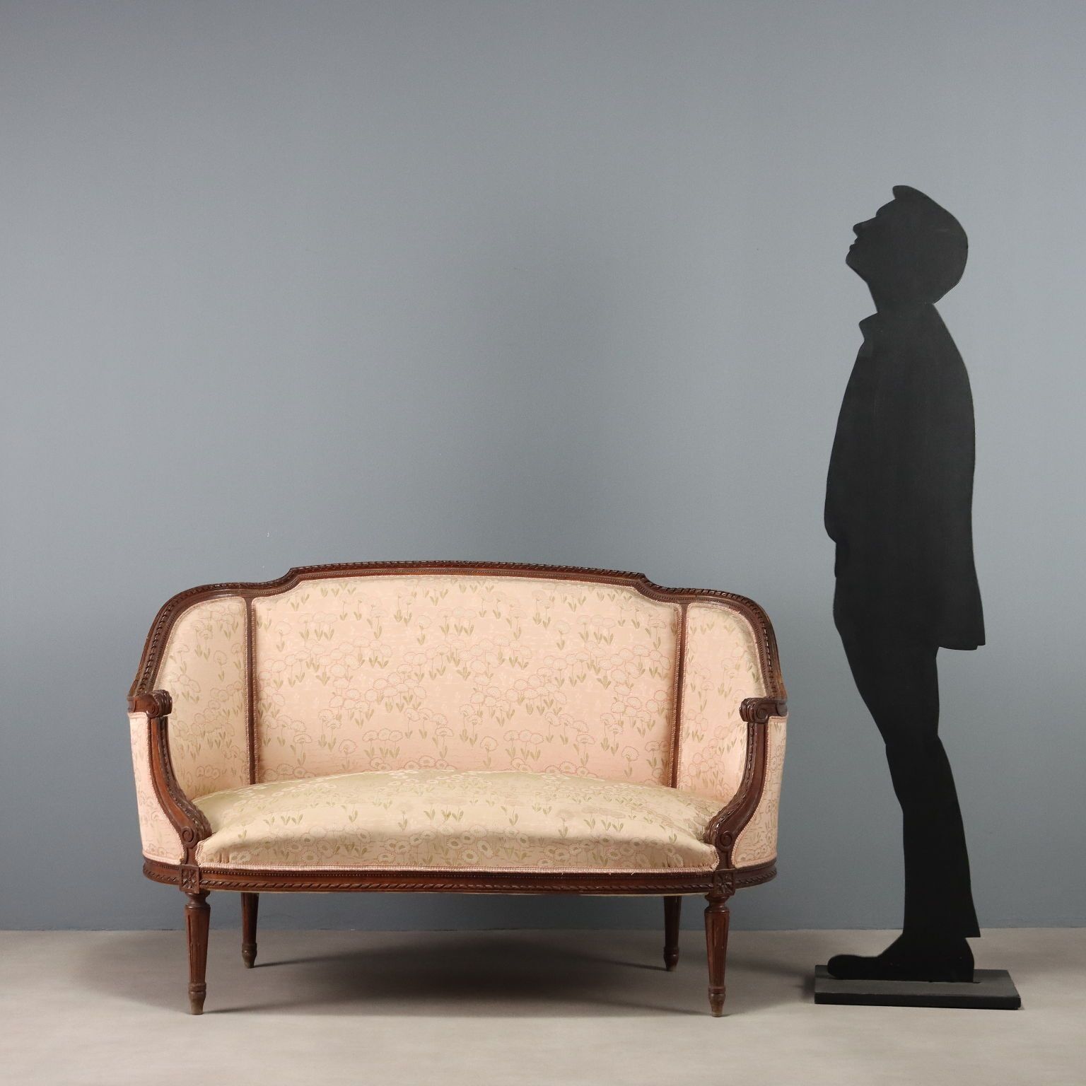 Sofa Neoclassical Style Walnut Carvings XIX Century photo for sale