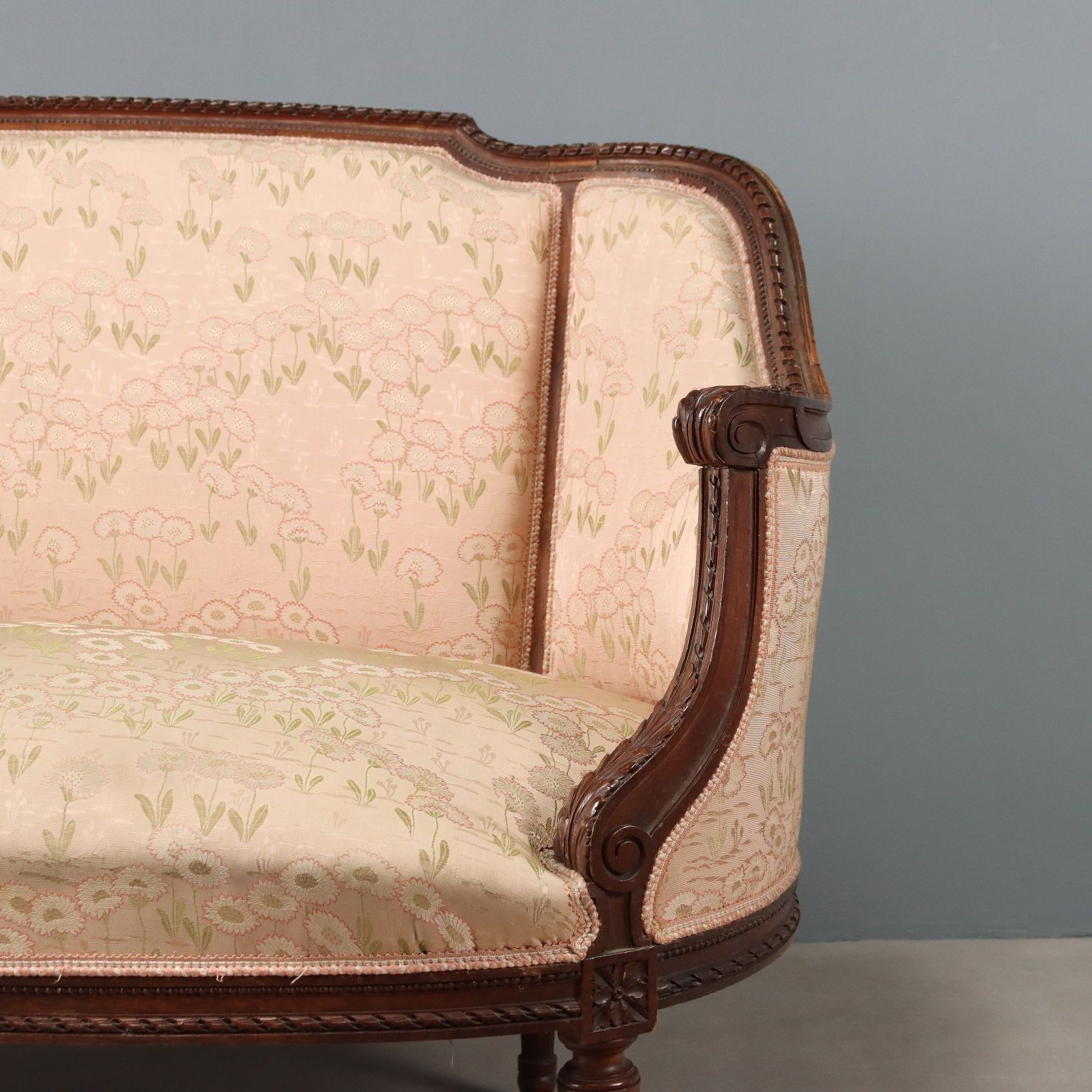 Sofa Neoclassical Style Walnut Carvings XIX Century photo Furniture