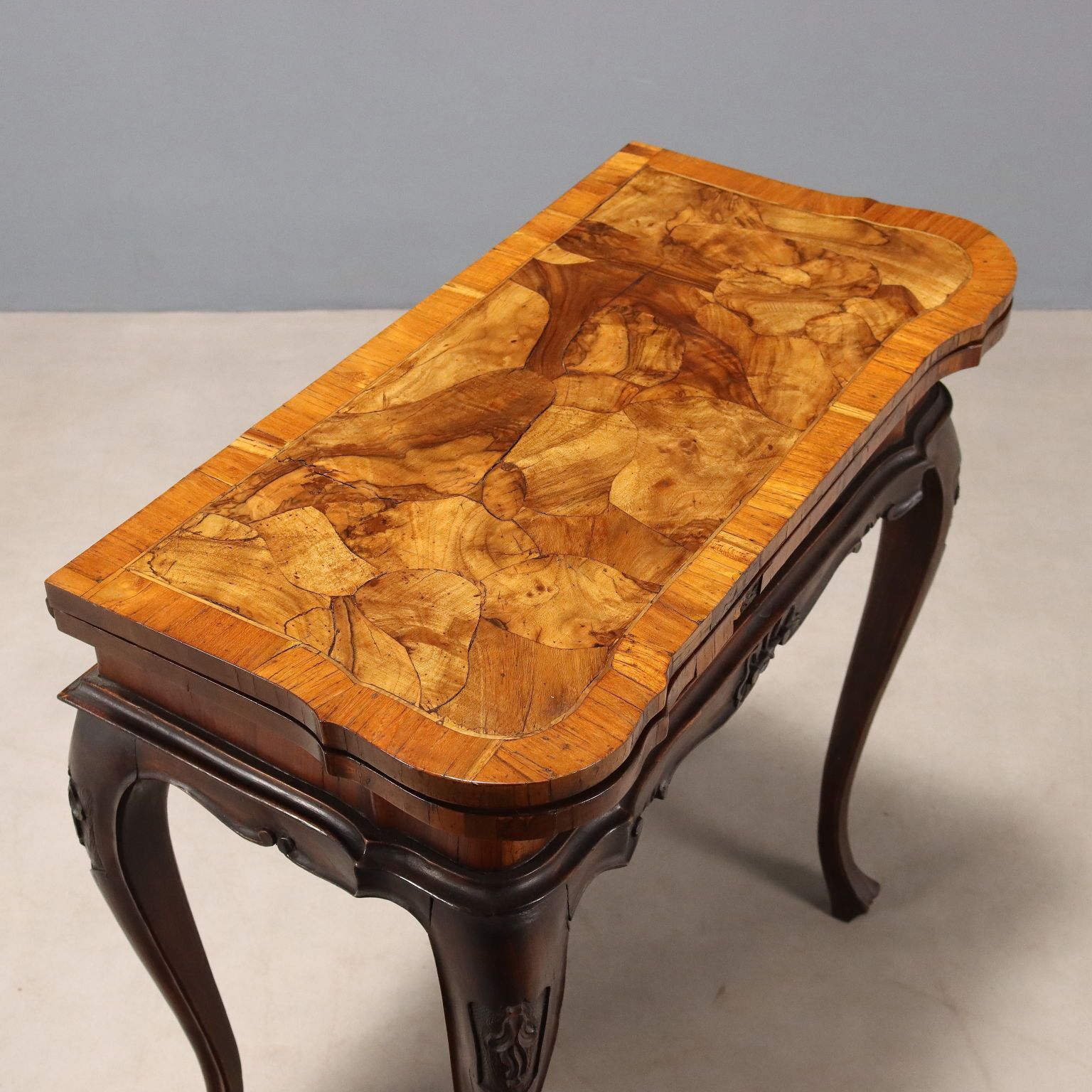 Antique Game Table Walnut Beech Openable Top Italy XX Century photo vintage