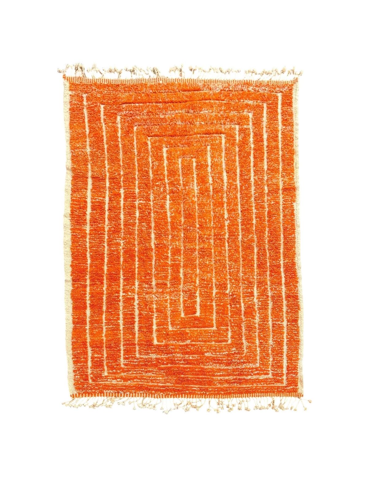 Handmade Moroccan Berber Mrirt Rug – Orange Wool Rug 200x300 Cm –Modern Textured Carpet – Bold Abstract Design – Large Living Room Area Rug photo furniture
