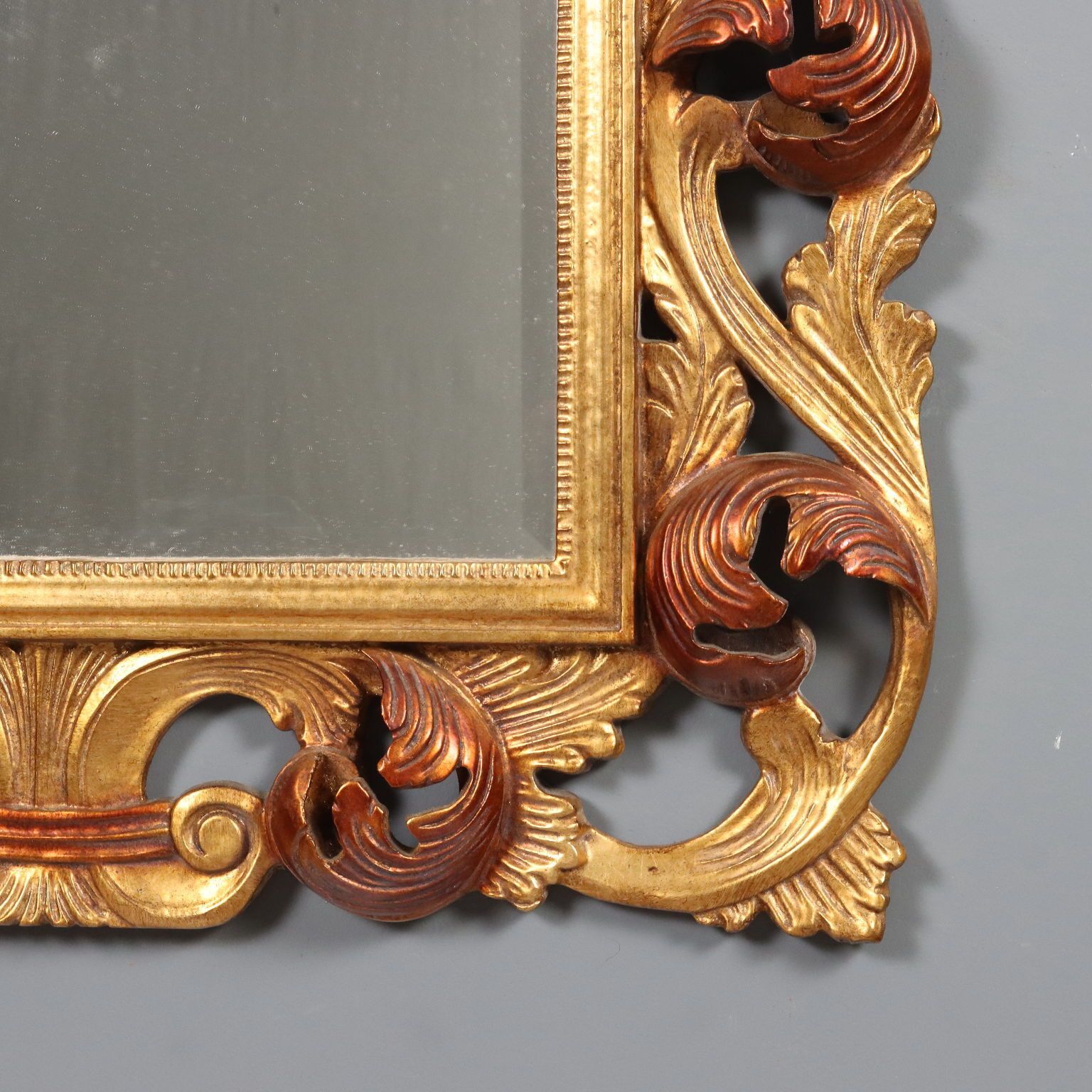 Mirror Baroque Style Carved Wood Italy XX Century photo vintage