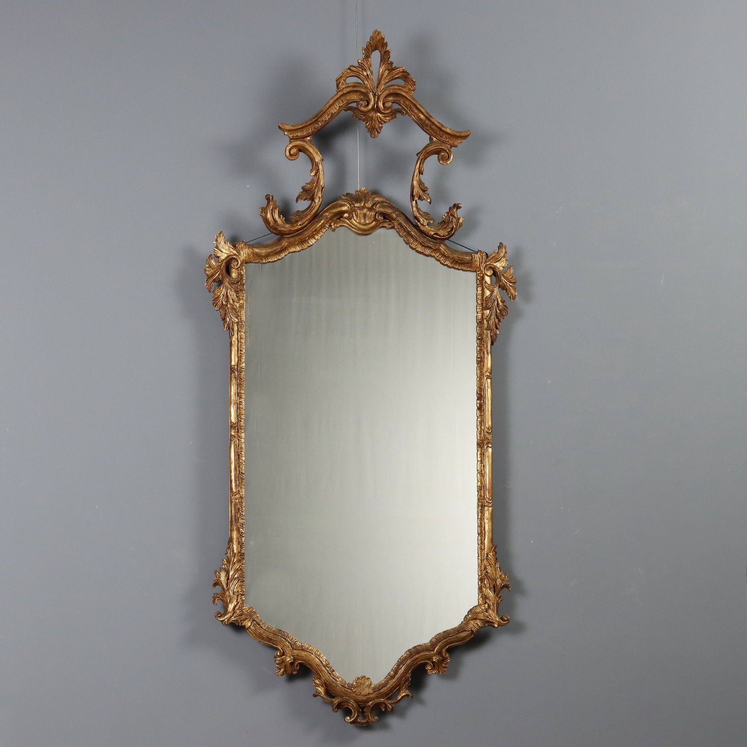 Antique Mirror Carved Gilded Wood Italy XIX Century