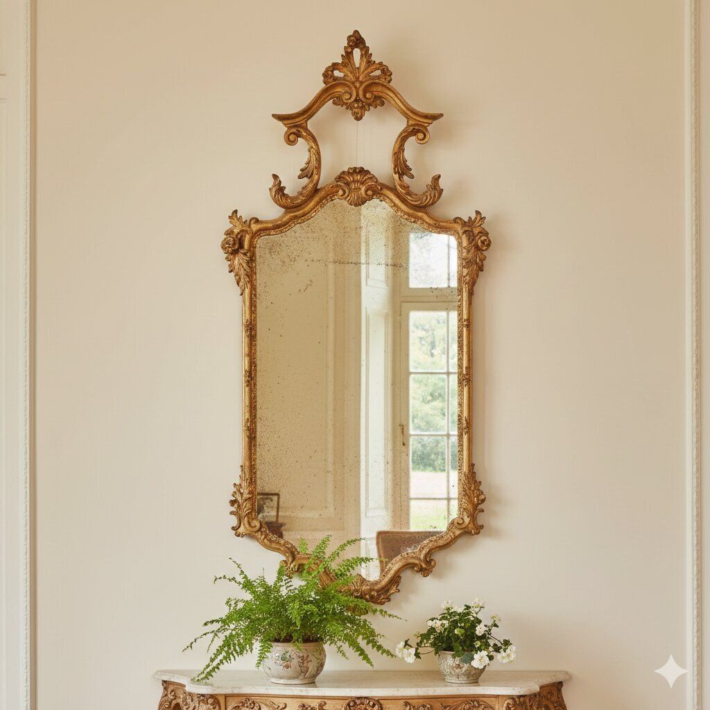 Antique Mirror Carved Gilded Wood Italy XIX Century photo furniture