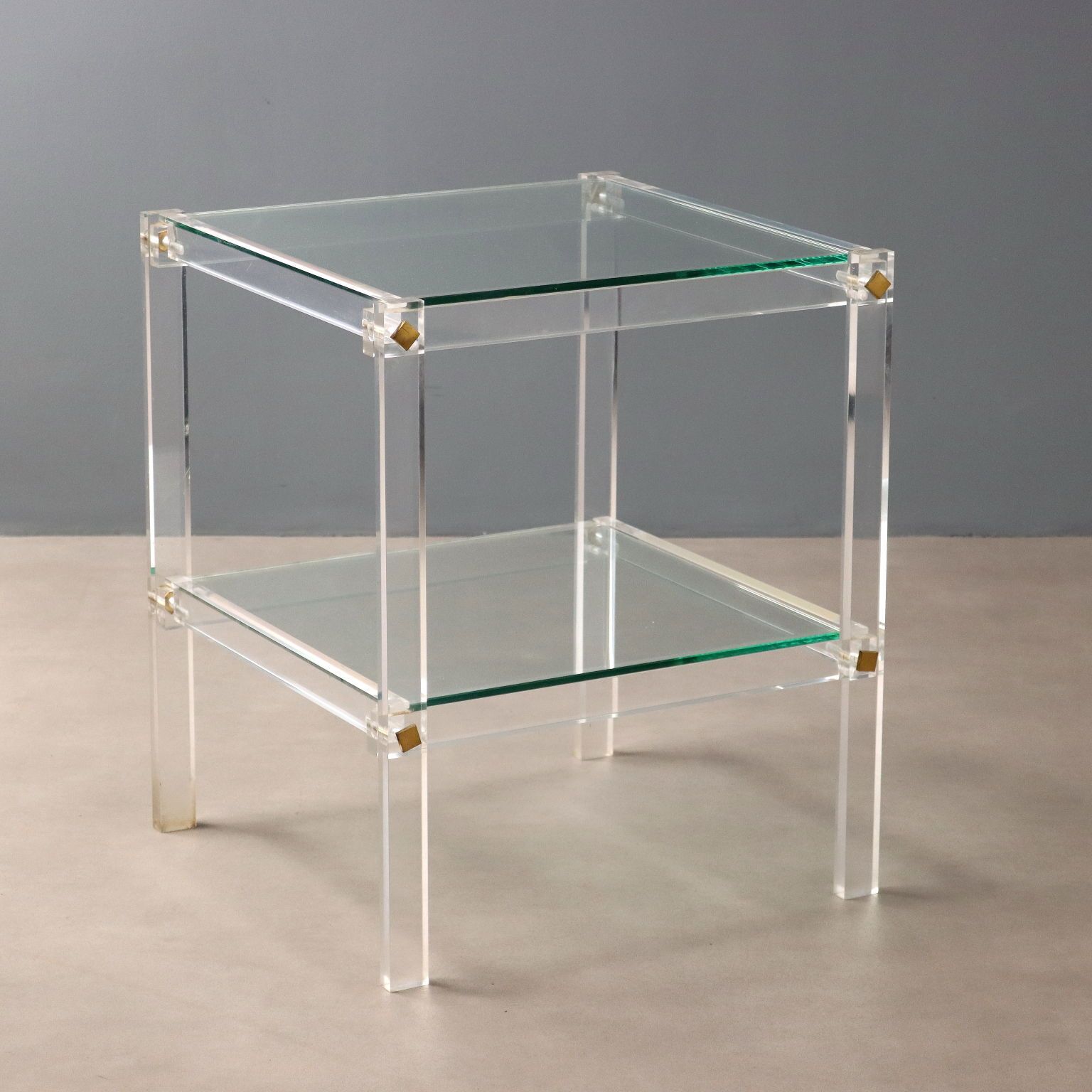 Vintage Small Table Plexiglas Glass Design Italy 1980s