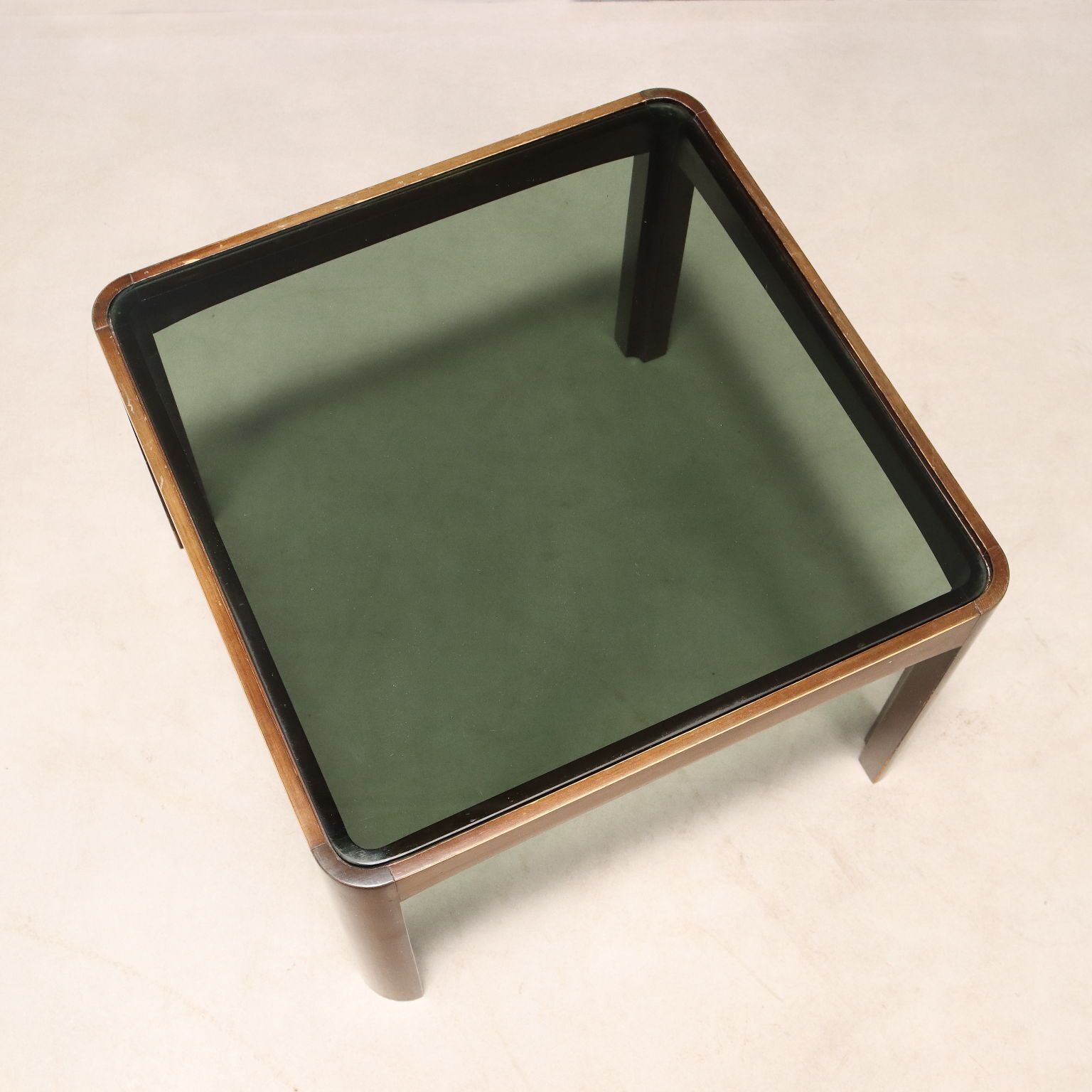 Vintage Small Table Painted Beech Smoked Glass Design 1970s 80s photo buy