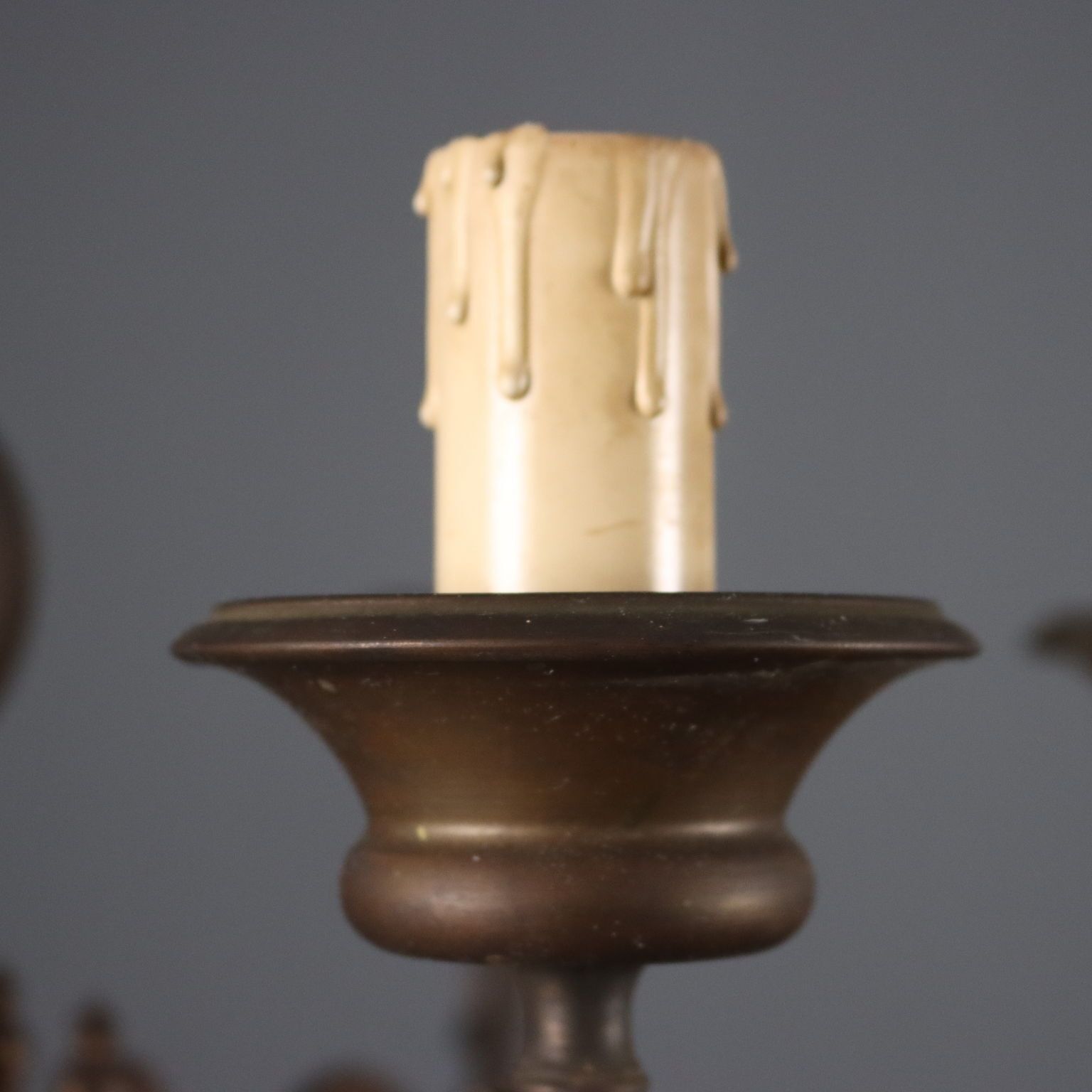 Antique Chandelier Bronze Metal 6 Lights Netherlands XX Century photo Lighting