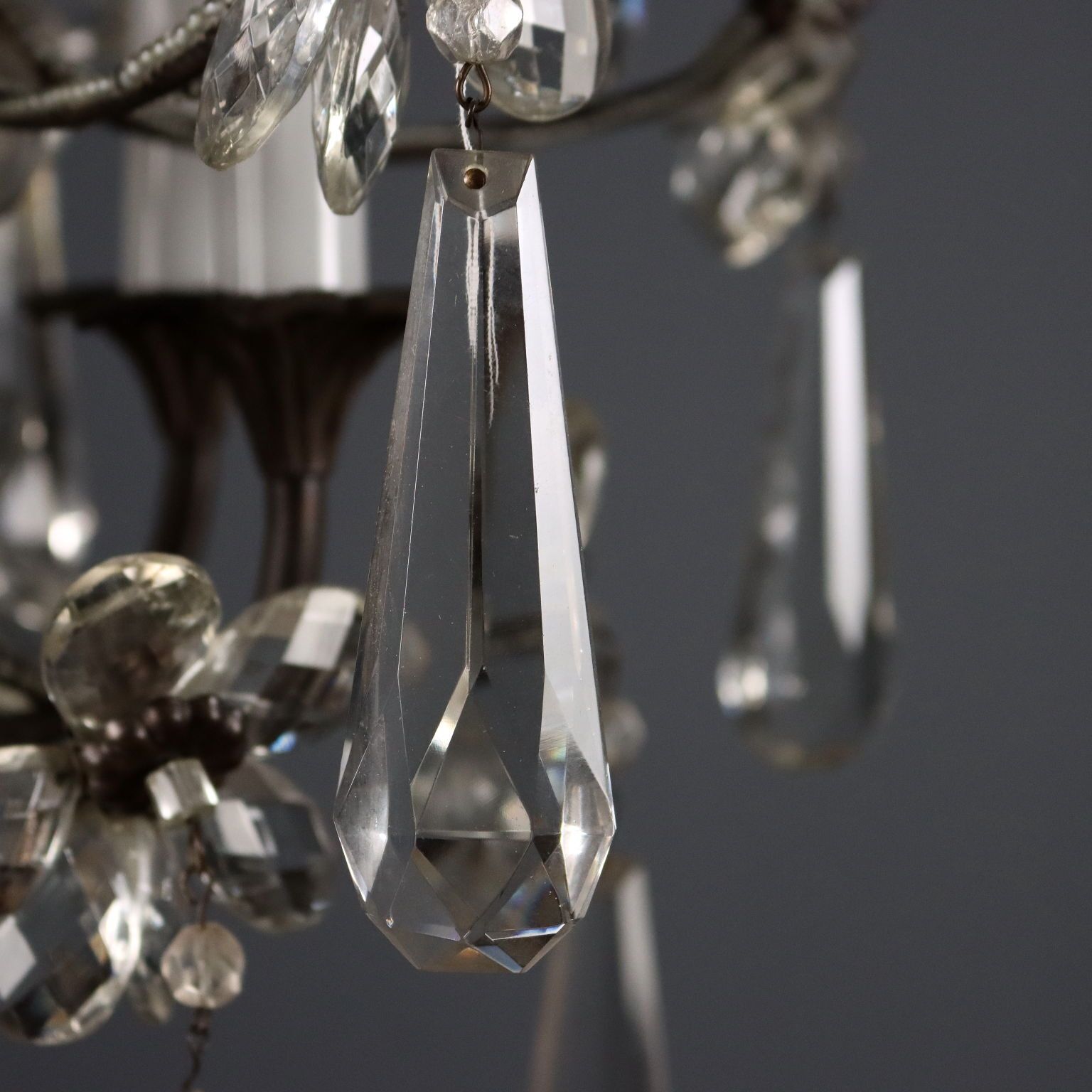 Antique Chandelier Metal Glass 5 Lights Italy XIX Century photo buy