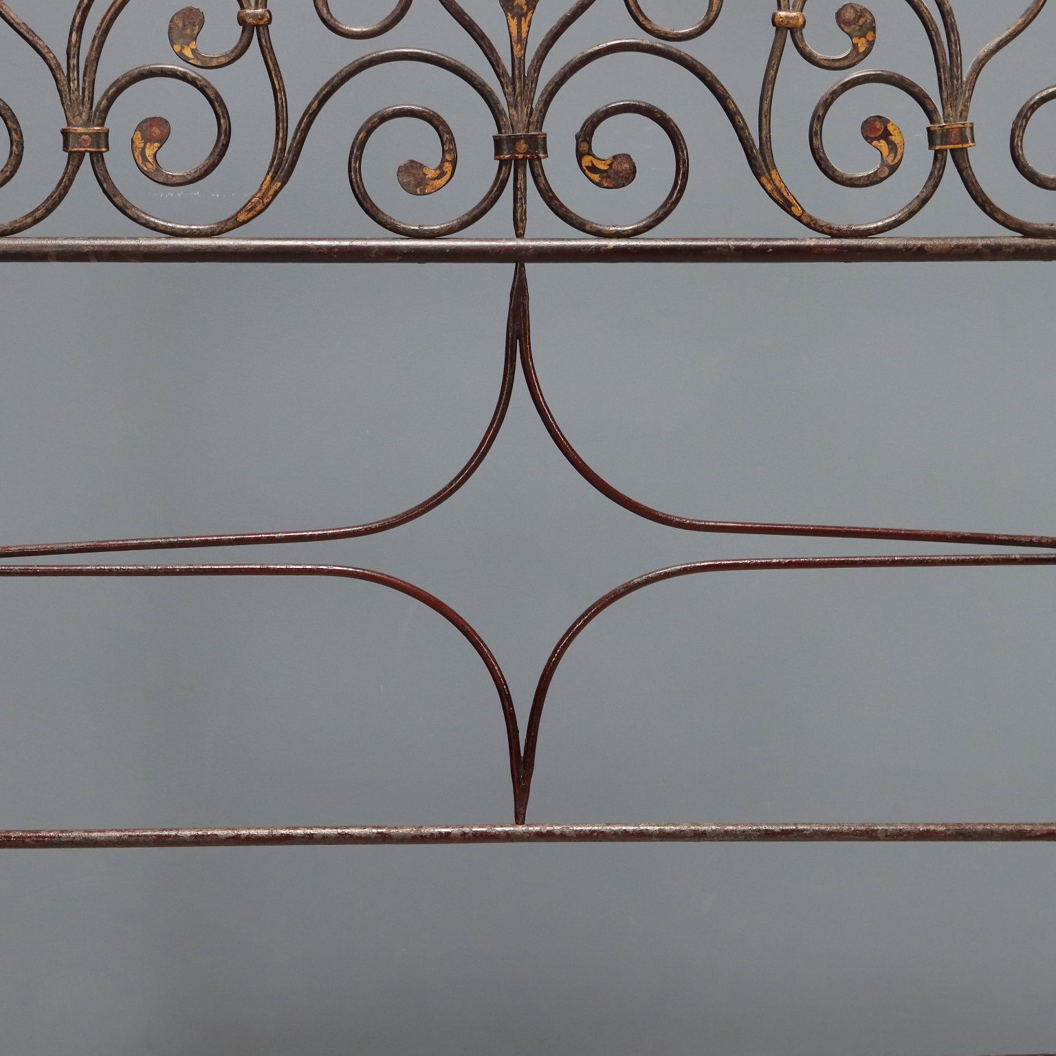 Antique Single Bed Lacquered Painted Iron Italy XIX Century photo vinterior