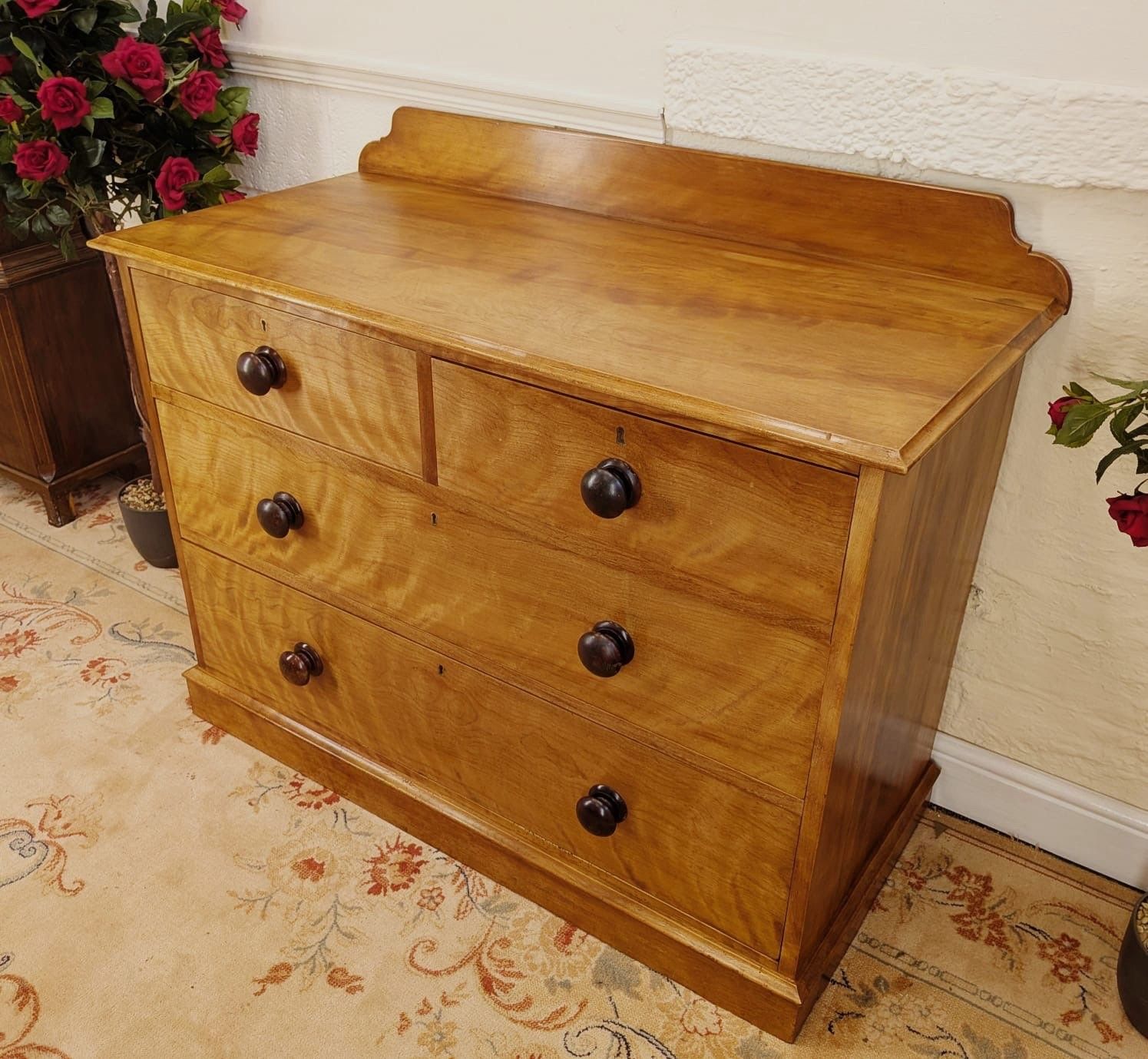 Rare Early Victorian Satinwood Chest Of 2 Over 2 Drawers photo for sale