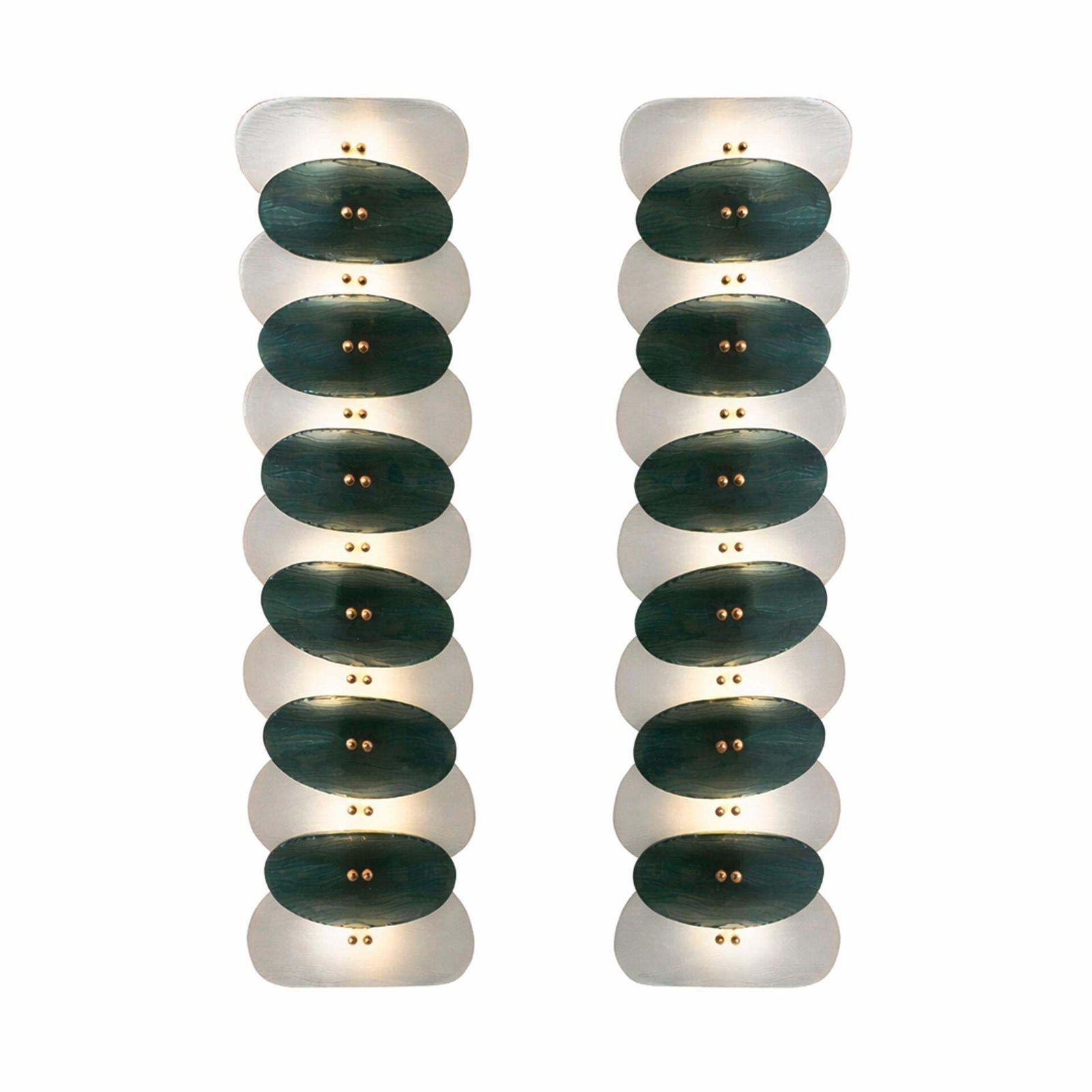 Italian Wall Sconces In Brass And Green And White Murano Glass In A Medium Modern Style photo furniture