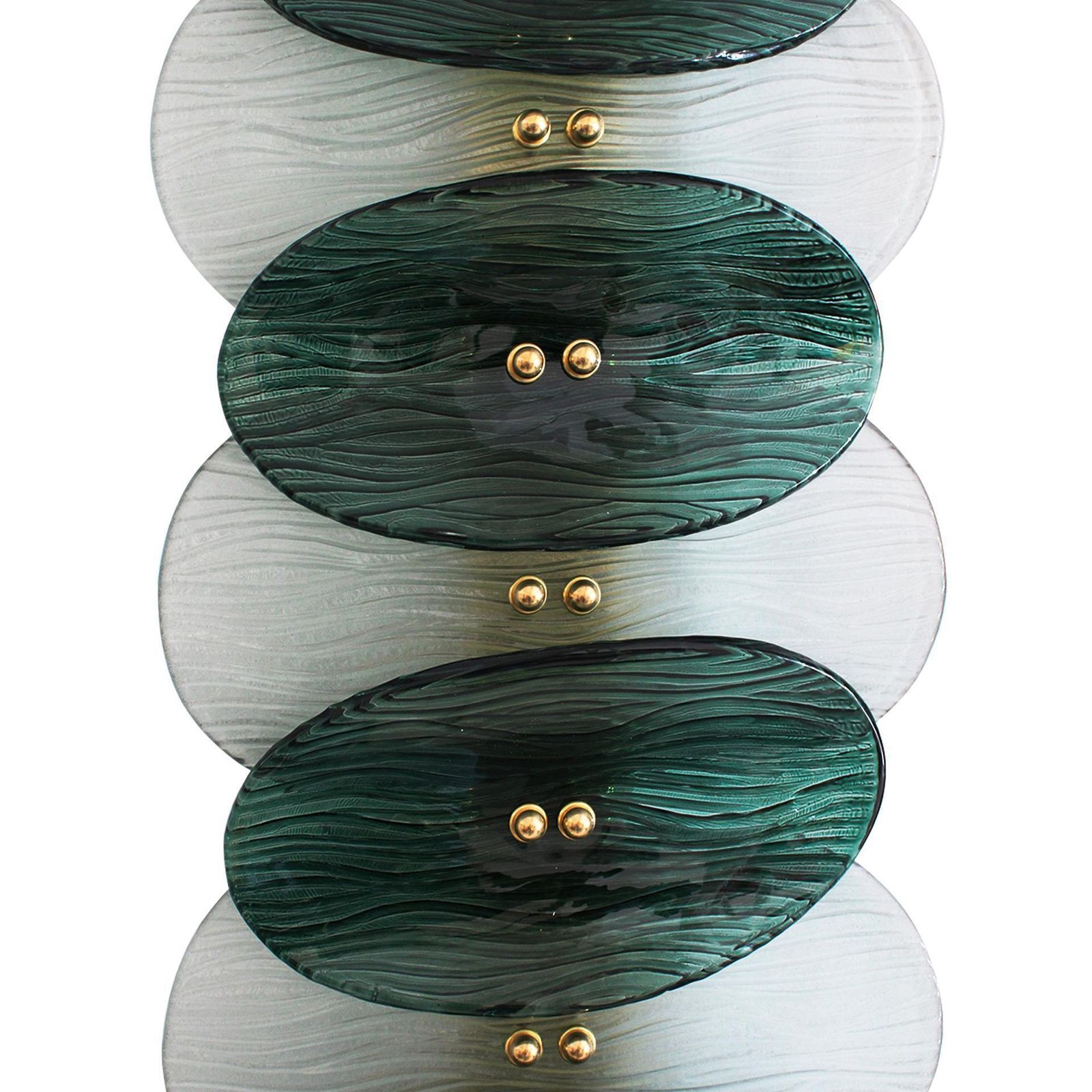 Italian Wall Sconces In Brass And Green And White Murano Glass In A Medium Modern Style photo 3516.0