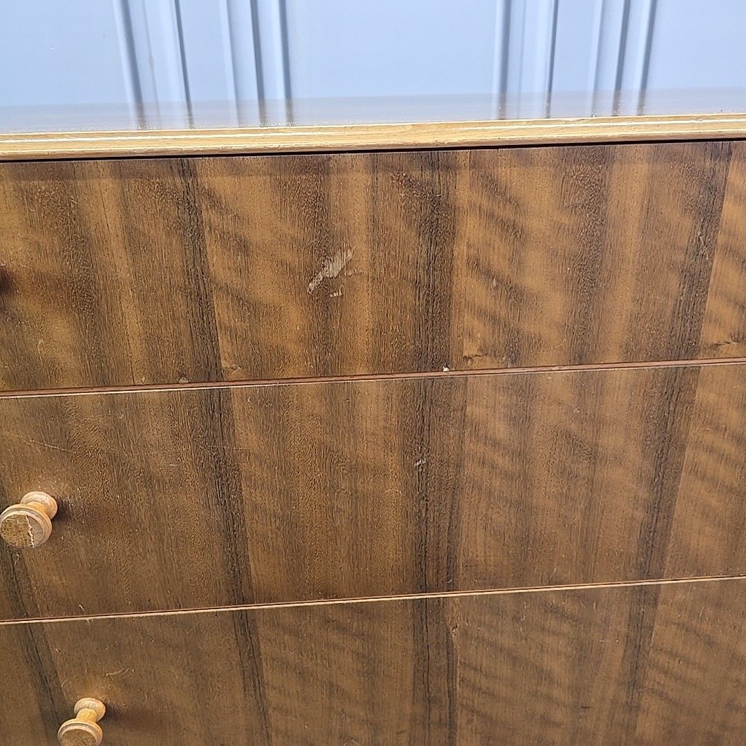 390.0 Vintage Chest Of Drawers Vesper Walnut Veneer Mid Century Modern Commode Retro photo