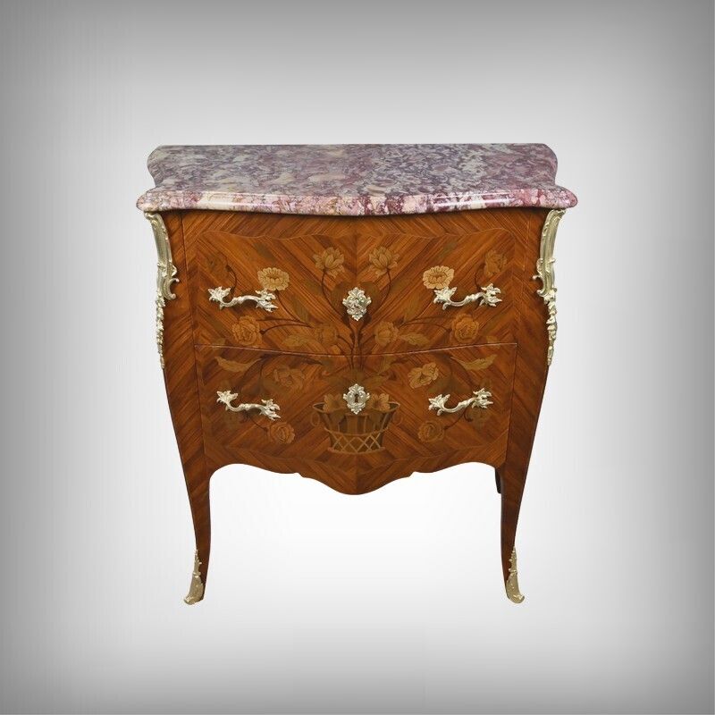 Small Marquetry Commode, Louis XV Style – Early 20th Century photo furniture