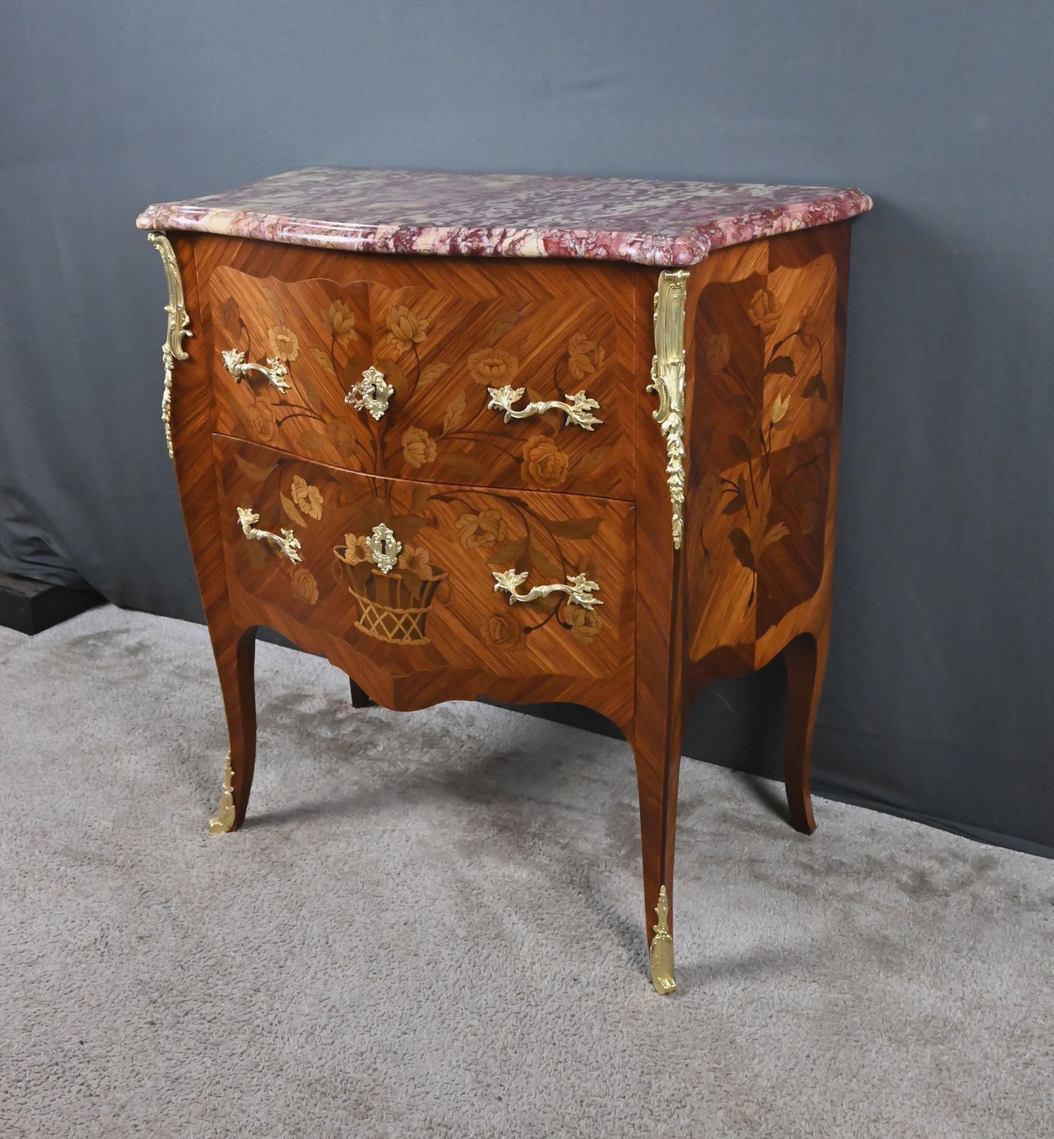 Small Marquetry Commode, Louis XV Style – Early 20th Century photo Furniture