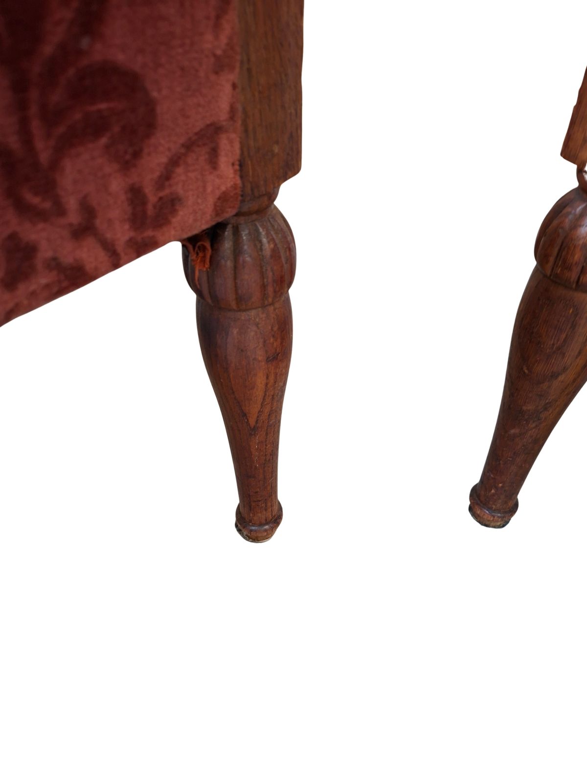 Elegante Coppia Di Poltrone Vintage Anni '60 In Rovere E Velluto Damascato photo Furniture