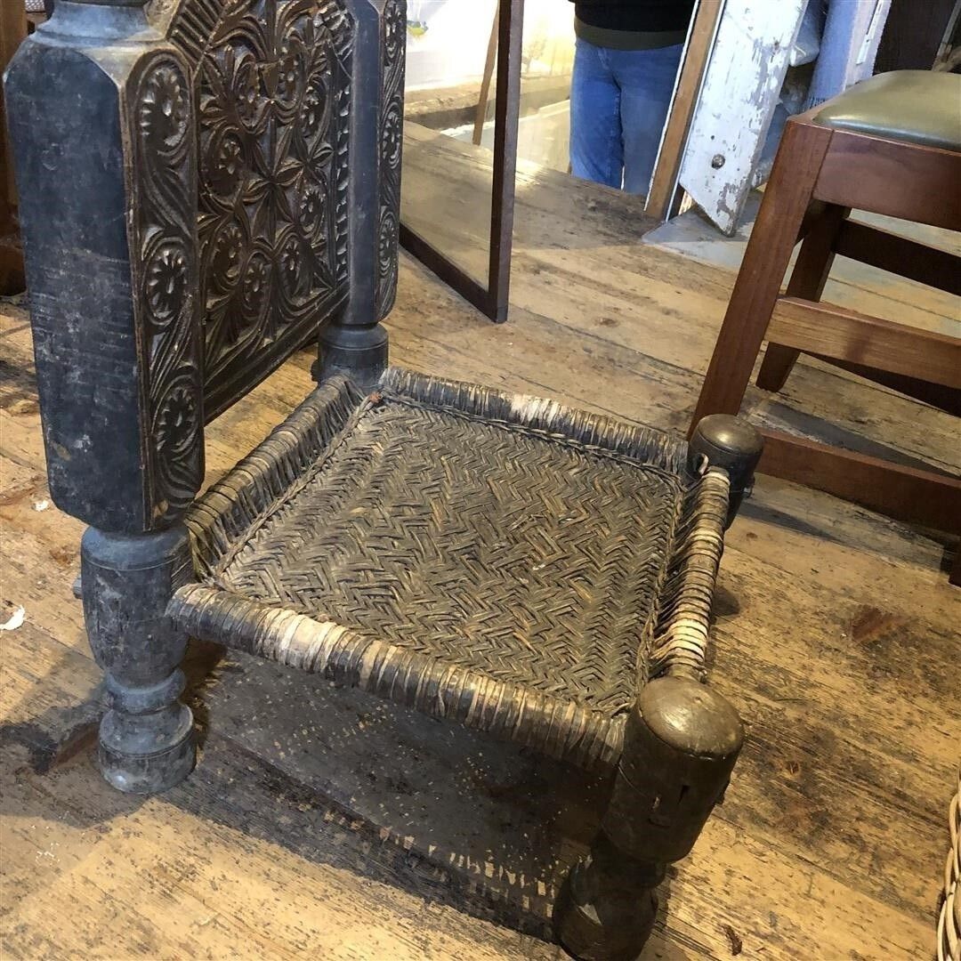Antique Low Pidha Chair Handmade In Pakistan Swat Valley photo for sale