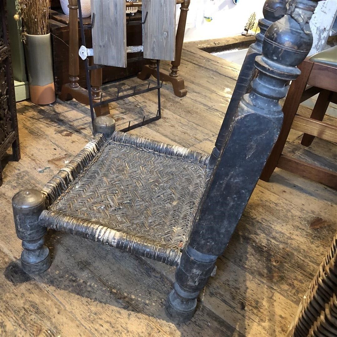 photo furniture Antique Low Pidha Chair Handmade In Pakistan Swat Valley