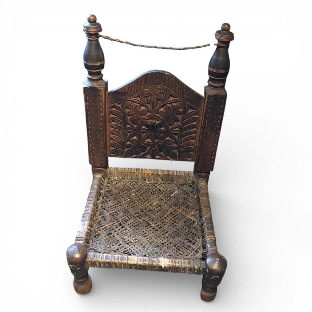 Antique Low Pidha Chair Handmade In Central Asia 1900s