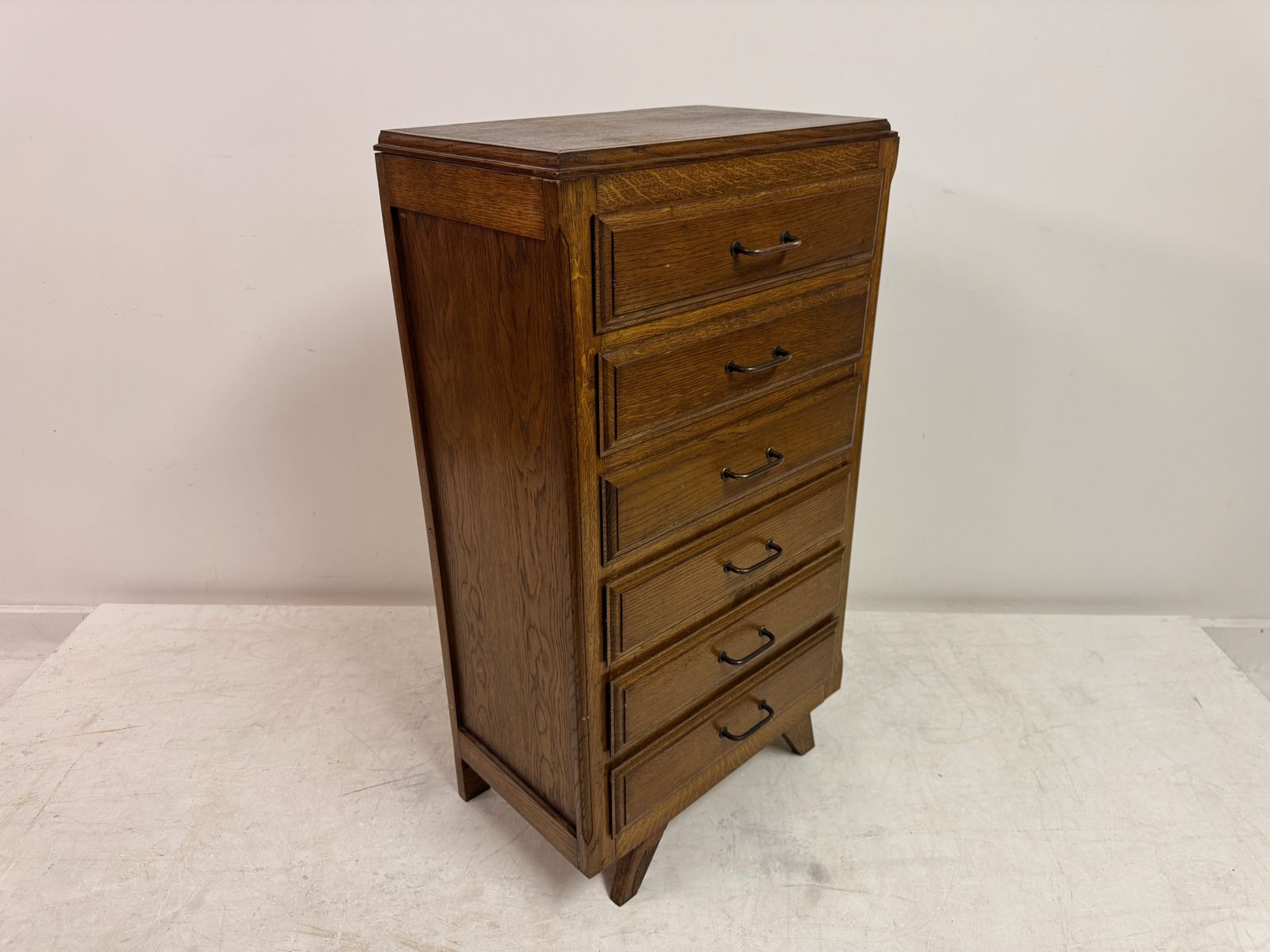 495.0 1950s French Tall Oak Chest Of Drawers photo
