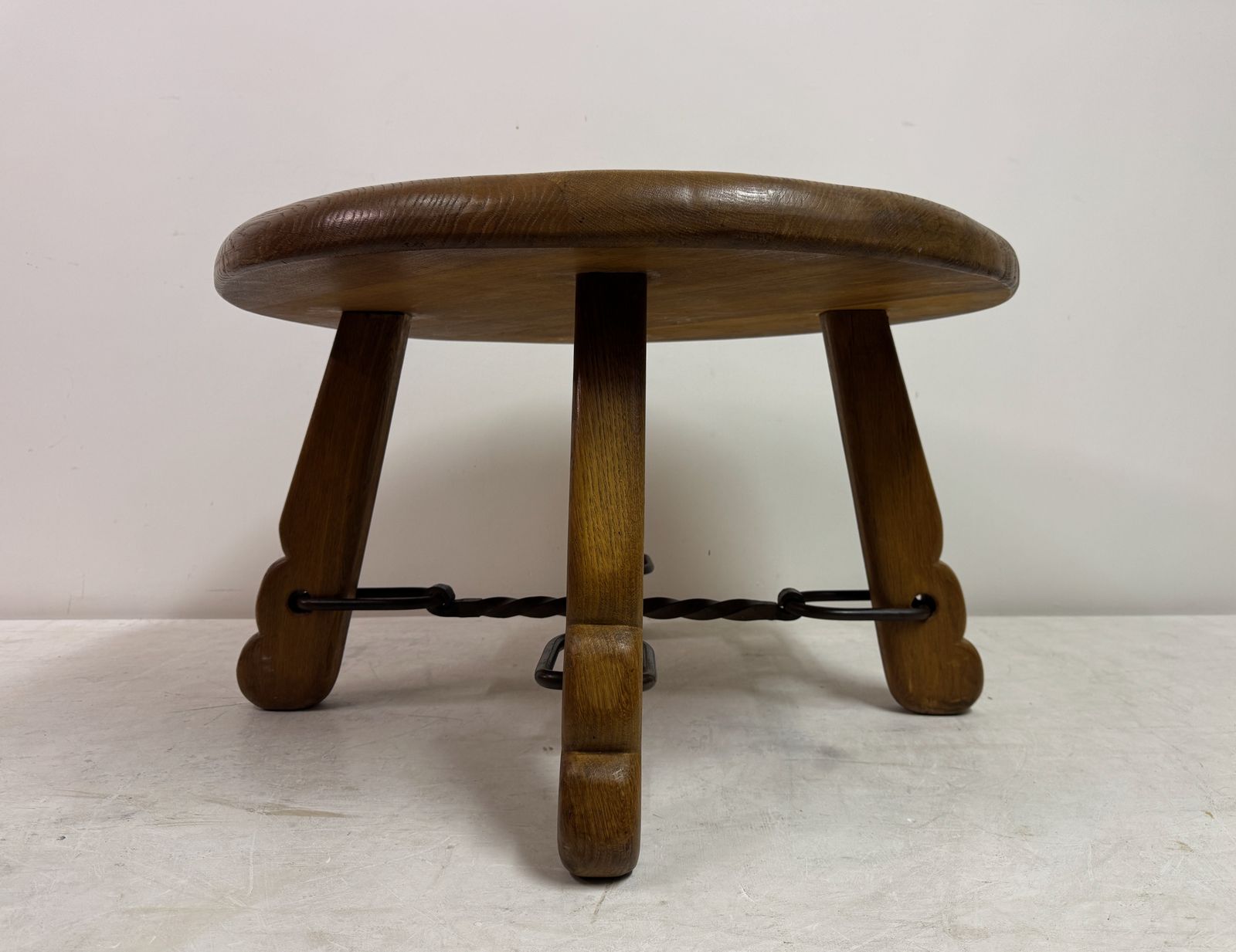 photo vinterior 1960s French Oak And Wrought Iron Coffee Table